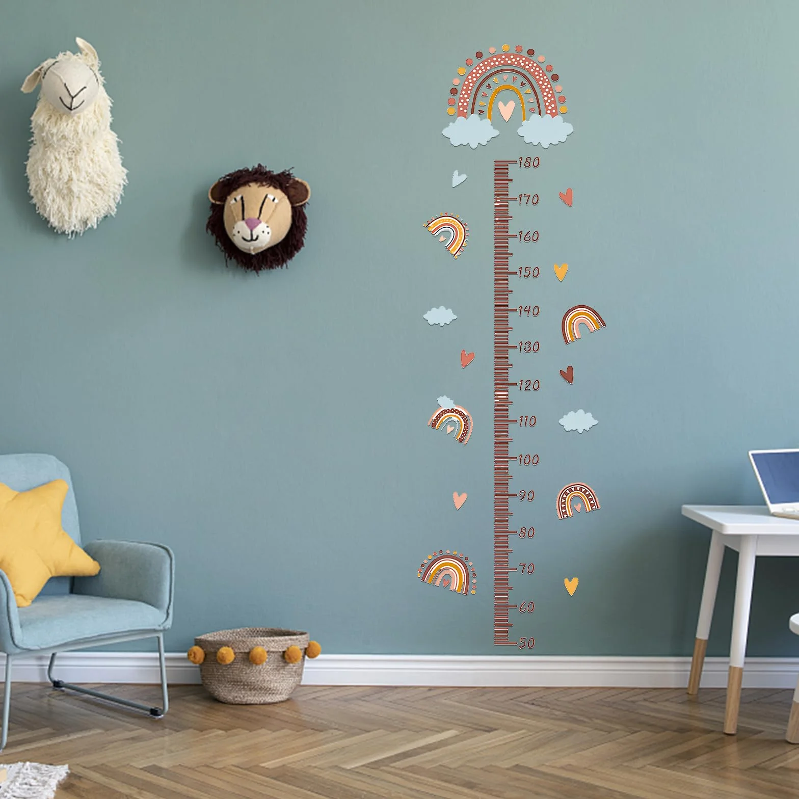 Medidor Niños Pared Tabla Crecimiento YIDM Altura Impermeable Autoadhesivo Infantil Decorar Dormitorio (Arcoíris)