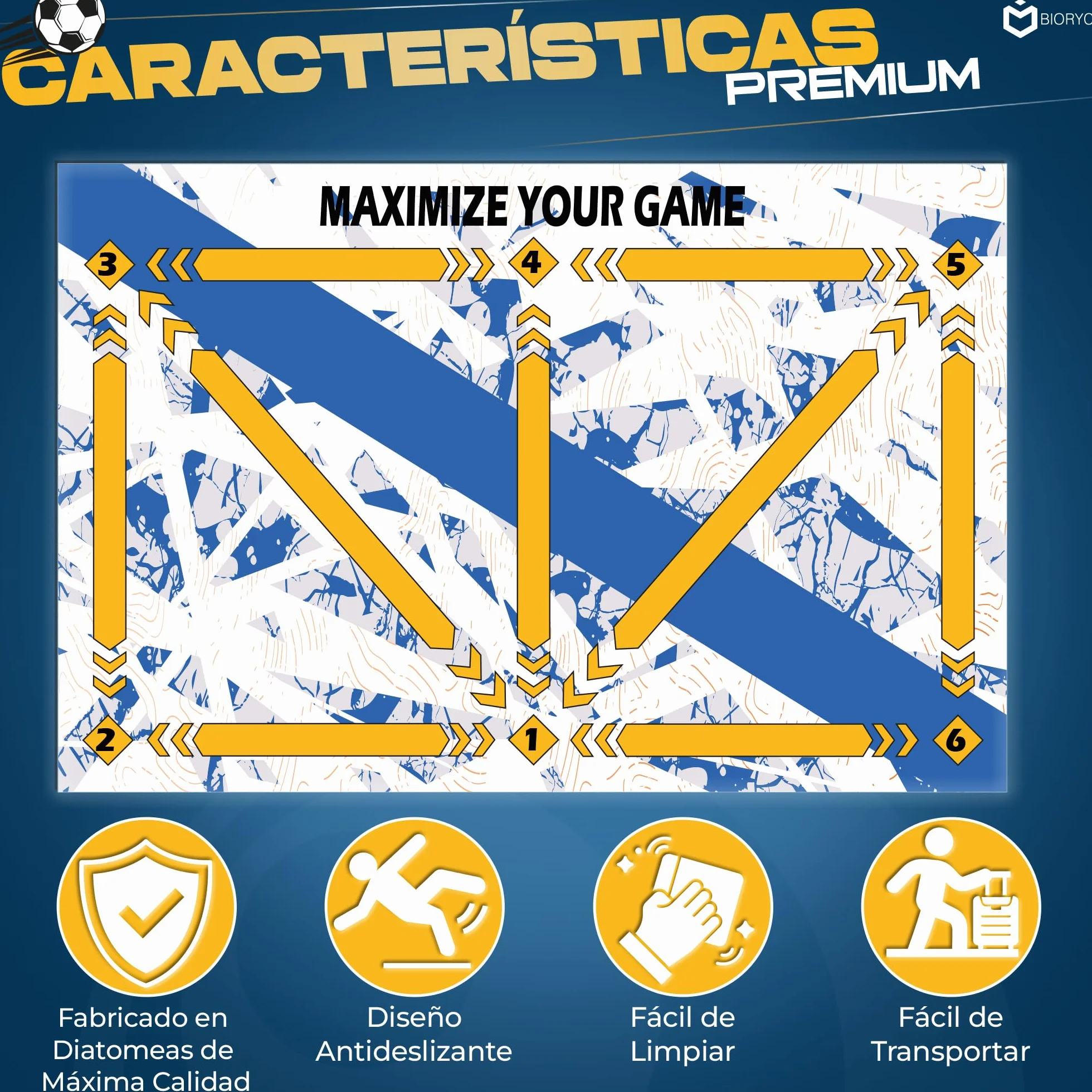 Alfombra Entrenamiento de Fútbol Diatomea + Videos Entreno + Bolsa de Transporte | Alfombrilla de Habilidad Antideslizante 60x90 cm de tu Equipo Favorito | Regalos Comunión