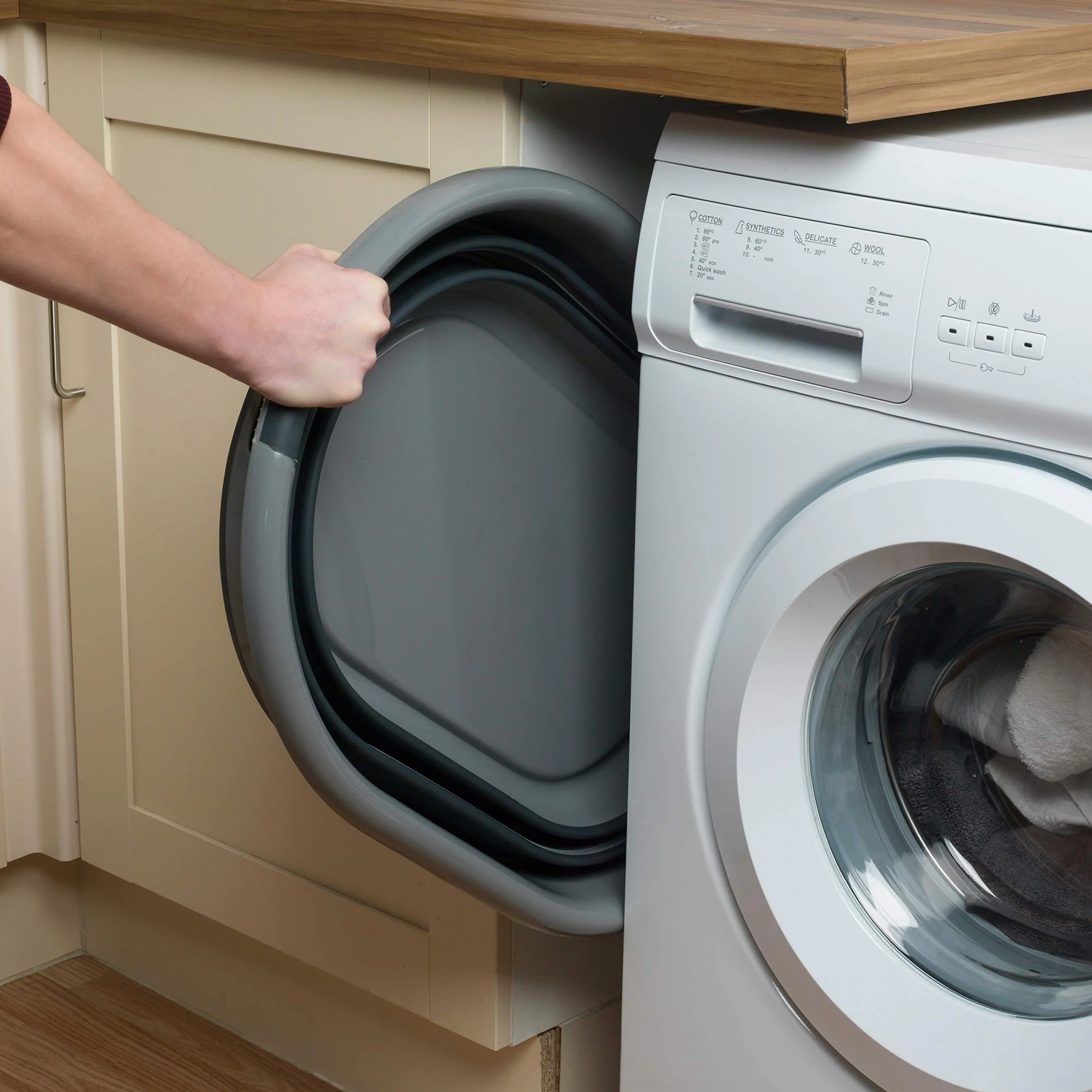 Russell Hobbs Cesta de lavandería plegable 27L silicona/plástico negro/gris
