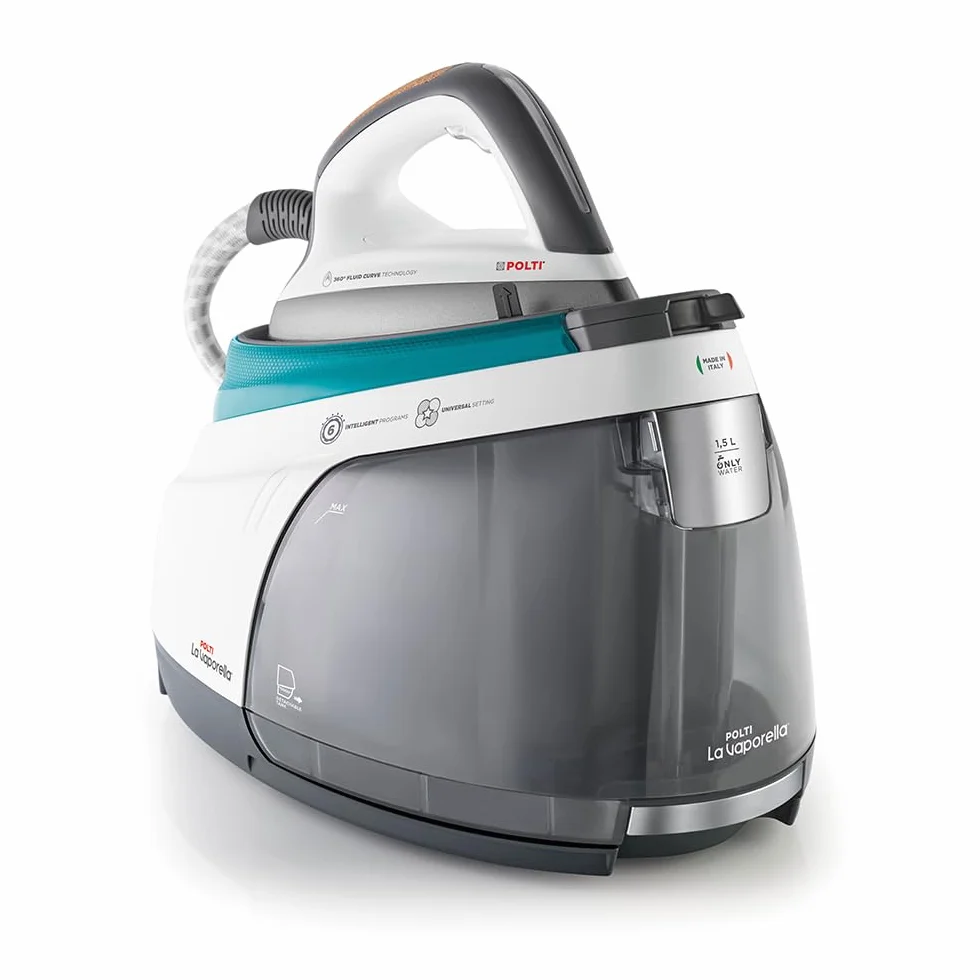 Polti La Vaporella XT100C, Plancha de Vapor con Caldera, 7,5 Bar de Presión, Autonomía Ilimitada, 1,4 L de Capacidad, Potencia 2350 W, Pulso de Vapor 500g, Blanco y Turquesa