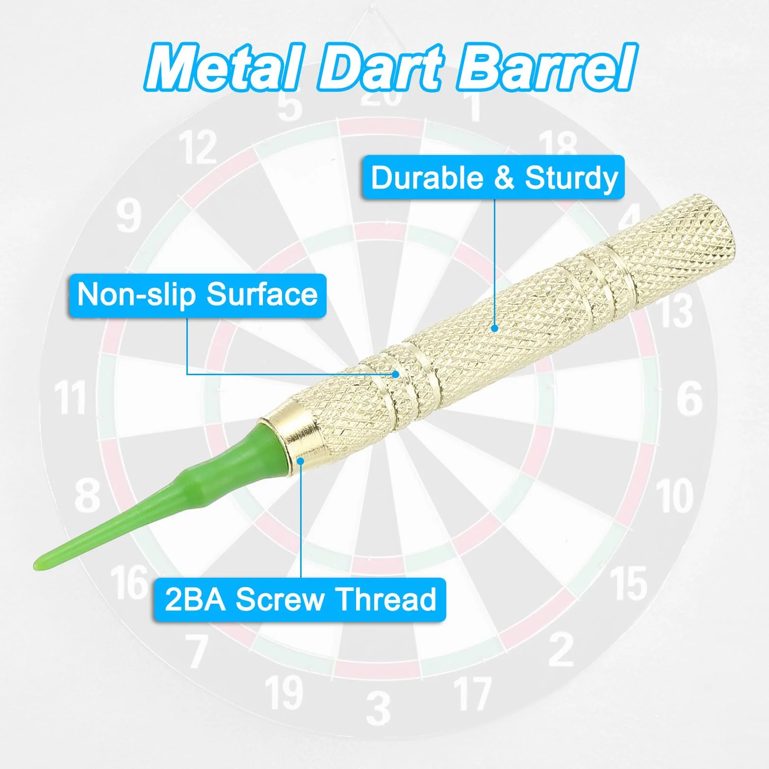PATIKIL 12 Gramos Reemplazo de Barril de Dardos, 6 Piezas de Accesorios de Barril de Dardos de Metal para Puntas de Dardos Suaves Y de Acero, Tono Dorado