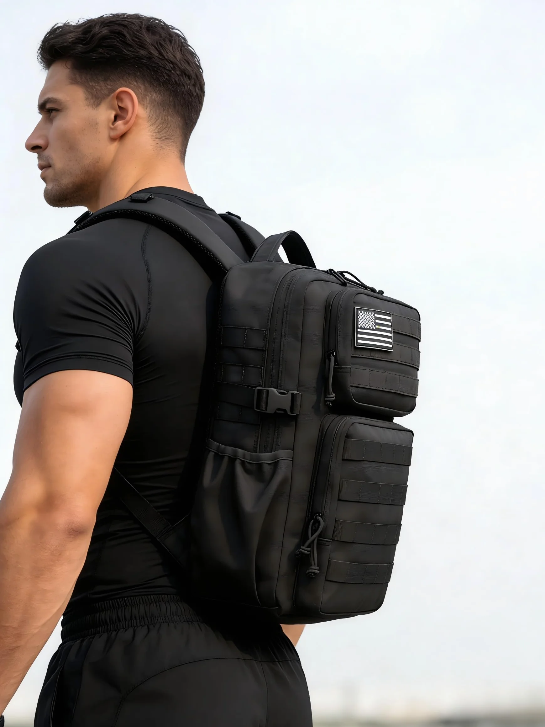 Mochila táctica militar impermeable 25L asalto 3 días Molle soporte botella agua Black