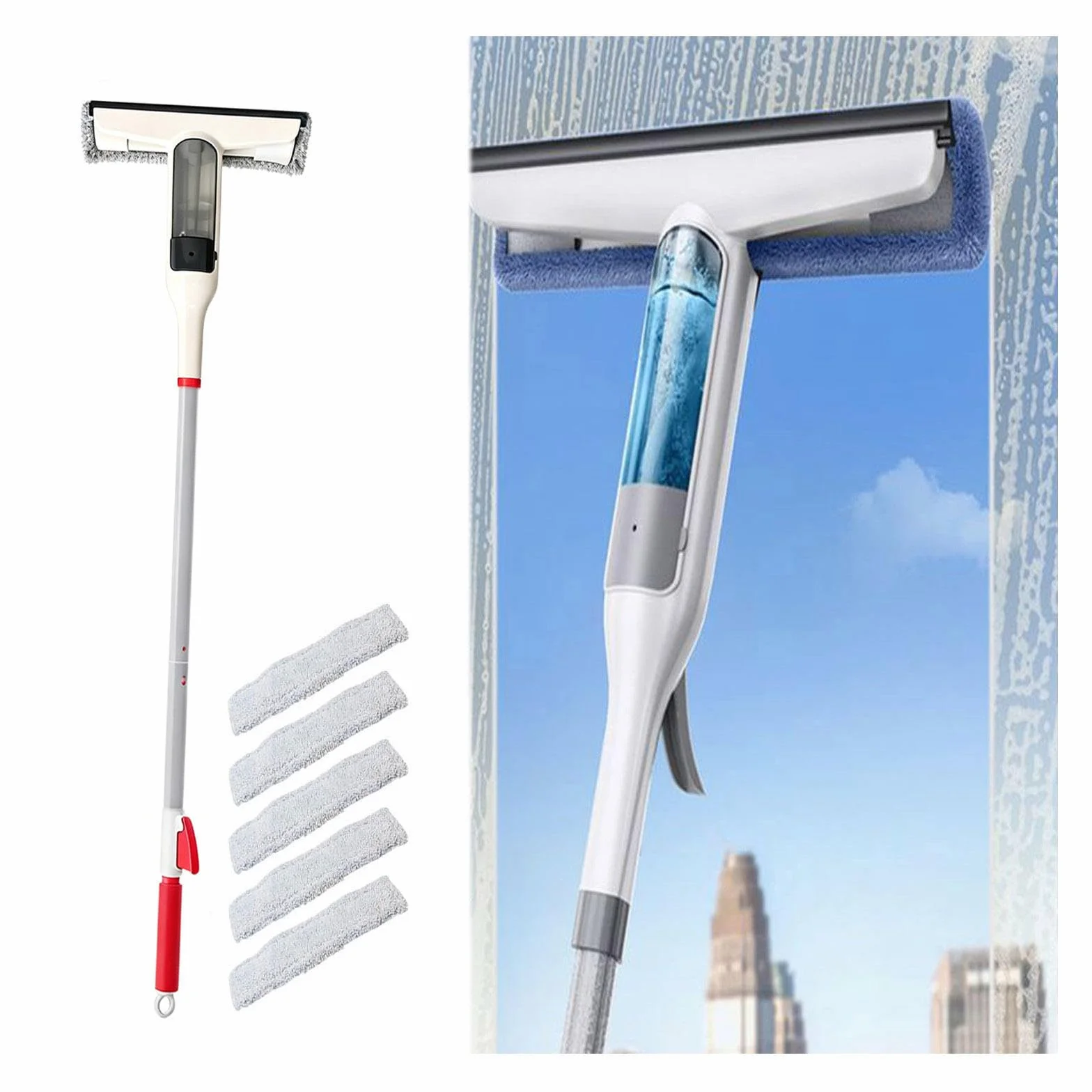 Limpiador Profesional de Ventanas Incluye 5 Paños de Limpieza Limpiacristales en Spray de Doble Cara Adecuado para Múltiples Escenarios