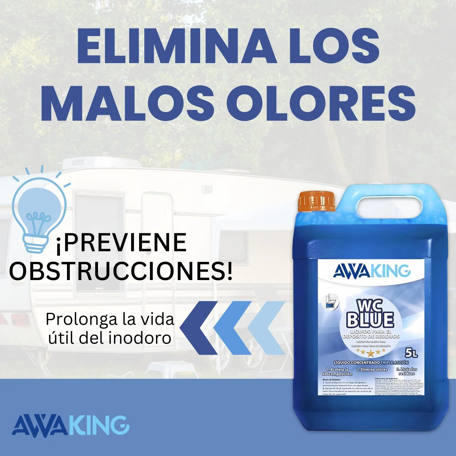 AWAKING Liquido WC Quimico Blue 5L do wc portatil, autocaravana y camper