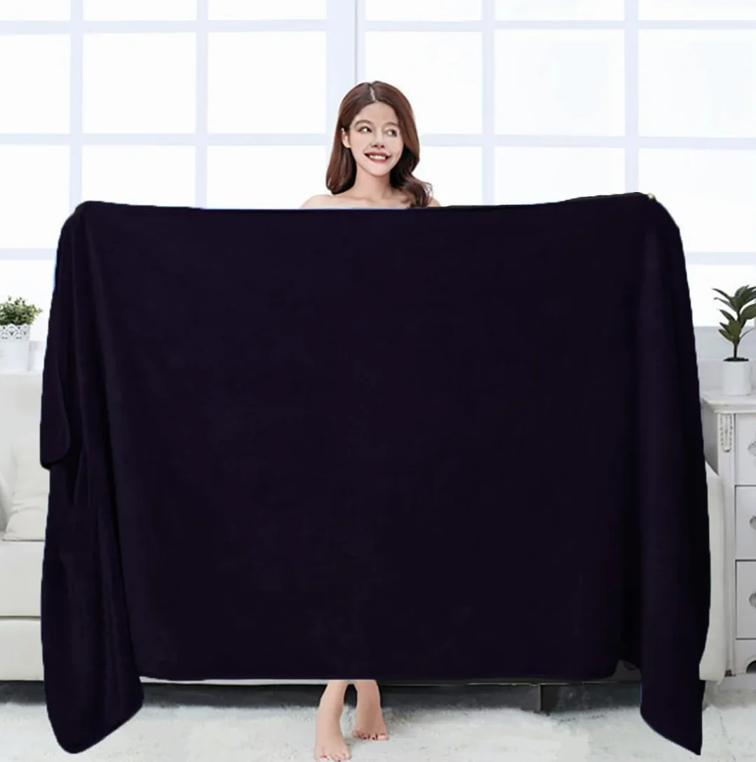 WEFIVE Toallas de baño de gran tamaño, toallas de ducha de microfibra, toalla de baño extra grande para adultos, toalla de playa súper suave de secado rápido (40 x 80 pulgadas, negro)