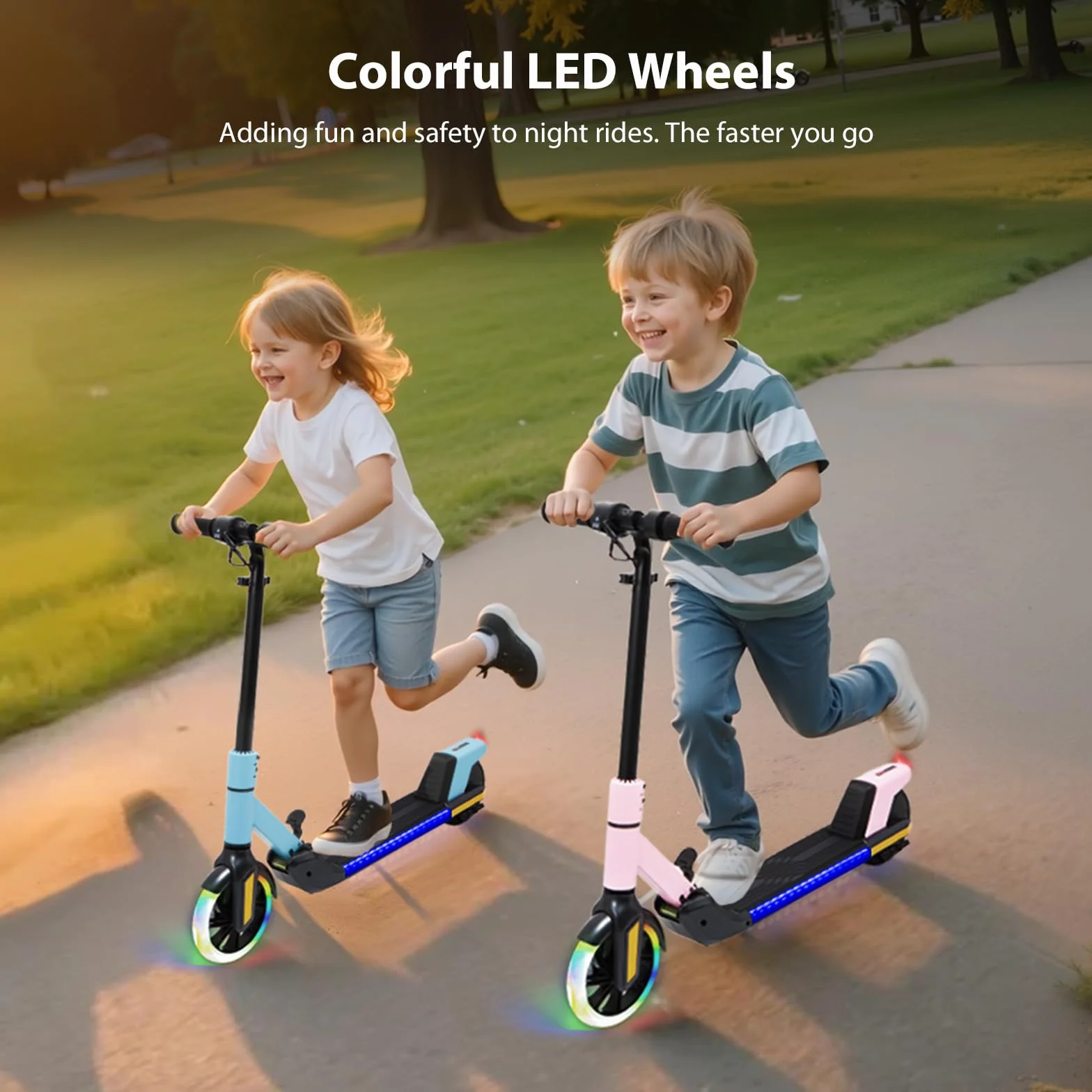 Patinete eléctrico Plegable para niños 6-14 años 16 km/h 8 km alcance rueda 7 pulgadas autoiluminación