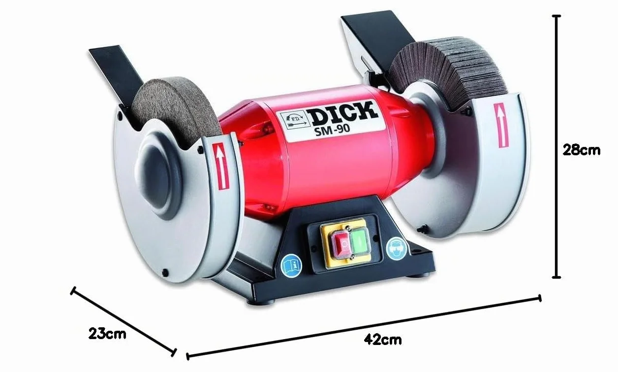 F. DICK SM-90 98080000 - Lijadora de láminas para cuchillos, afilador de fieltro para pelar y pulir, color rojo/negro/plata