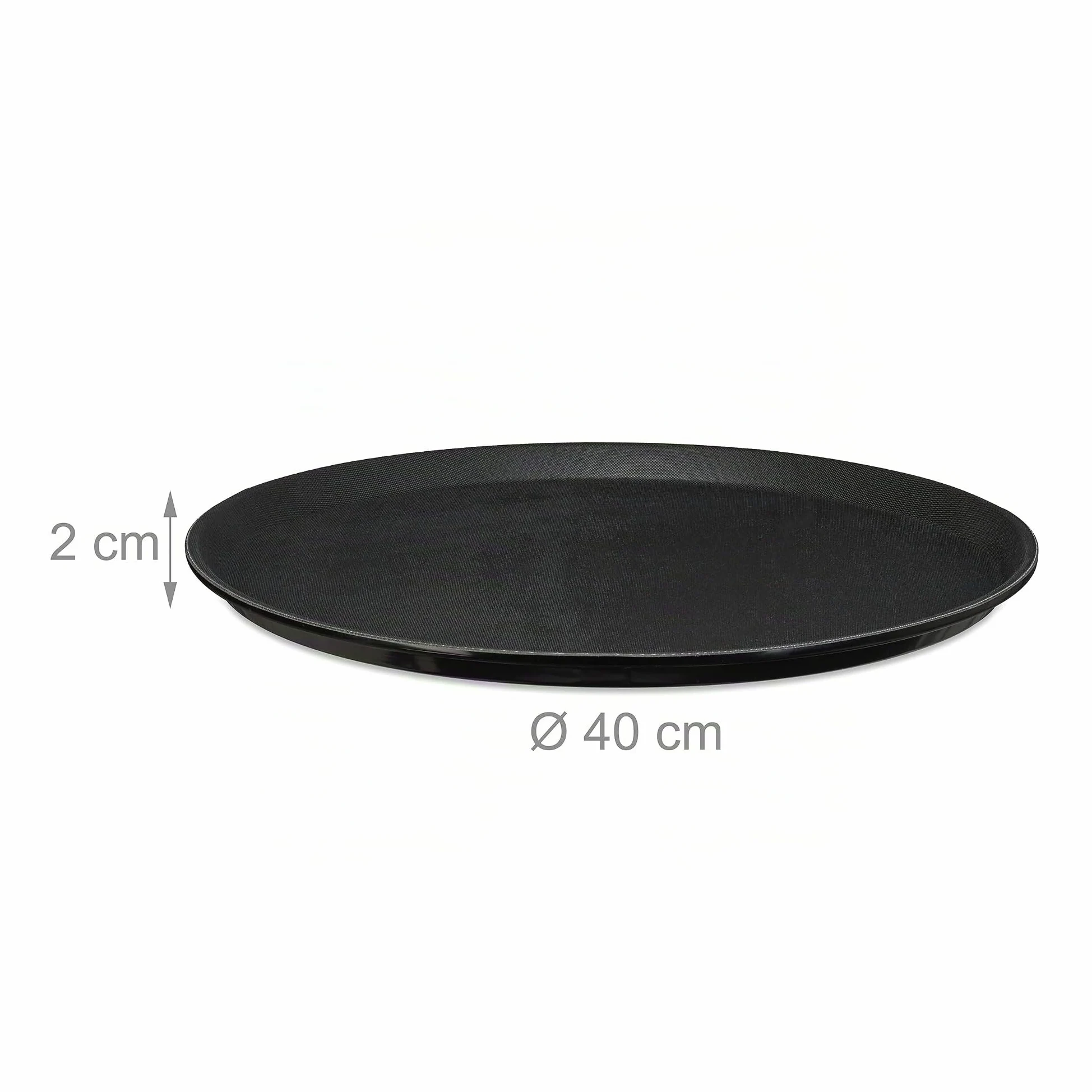 Relaxdays Set 2 Bandejas Bar, Redondas 40 cm Ø, Tabla Servir, Superficie Antideslizante, Camareros, Gastronomía, Negro