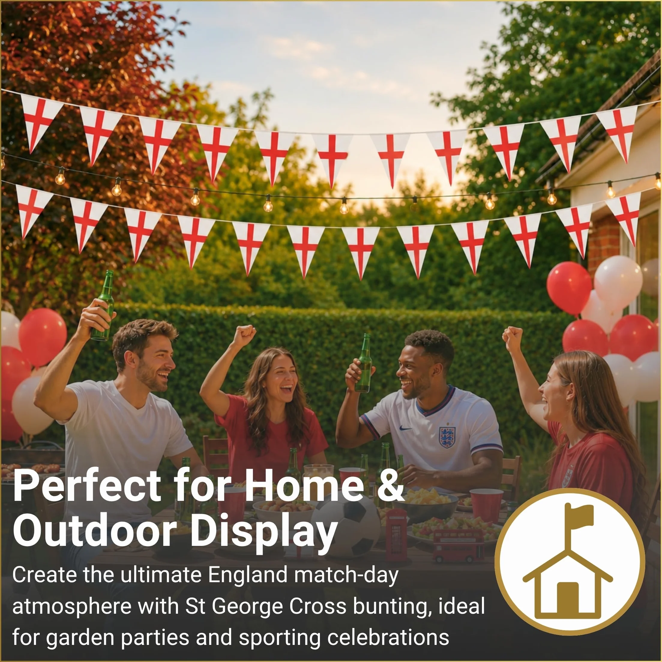 Banderines Cruz de San Jorge 20 m 50 banderas triangulares Inglaterra Decoración Eventos deportivos
