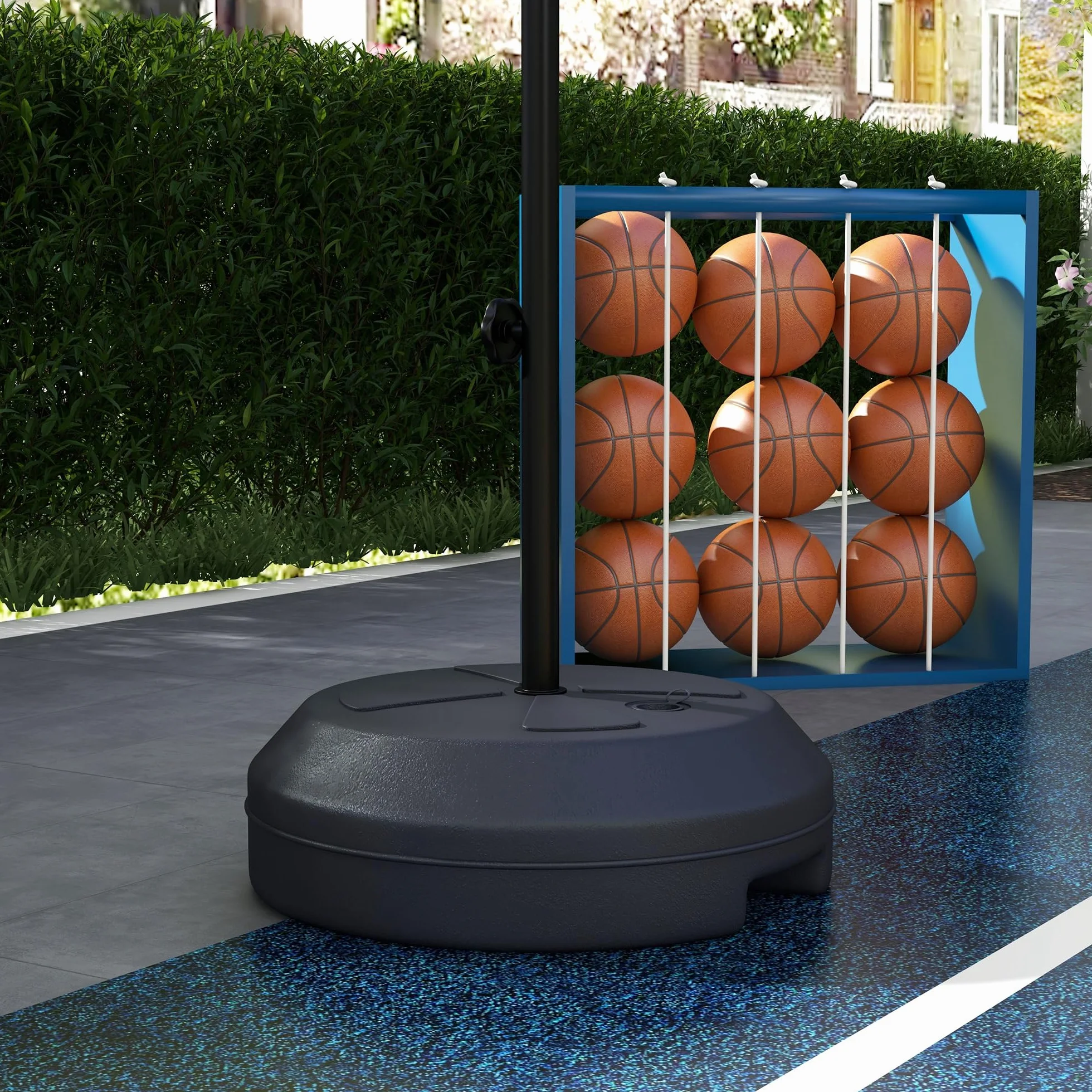 SPORTNOW Canasta de Baloncesto Altura Regulable 129-179 cm Diana Magnética Dardos Aro Base Rellenable Interior Negro