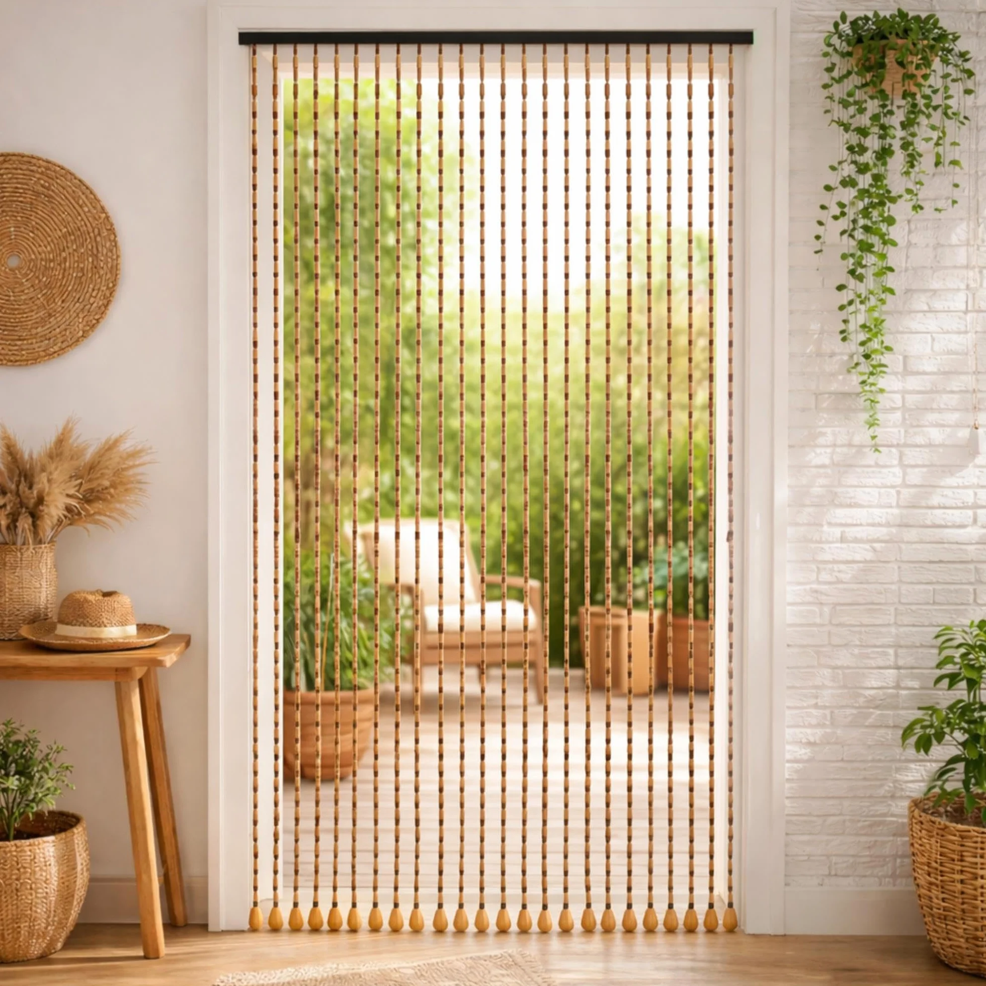 Well Home Cortinas ''Be Garden'' de Abalorios para Puertas 175x90cm, Decorativas de Paso con Cuentas, Unidad