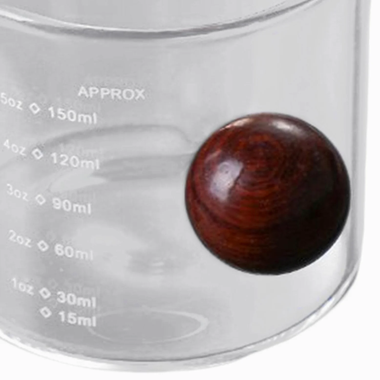 5 Piezas Vaso Medidor de Vidrio Taza Medidora Jarra con Doble Taza de Espresso con Doble Resistente al con Mango de Madera Adecuado, 6 Piezas
