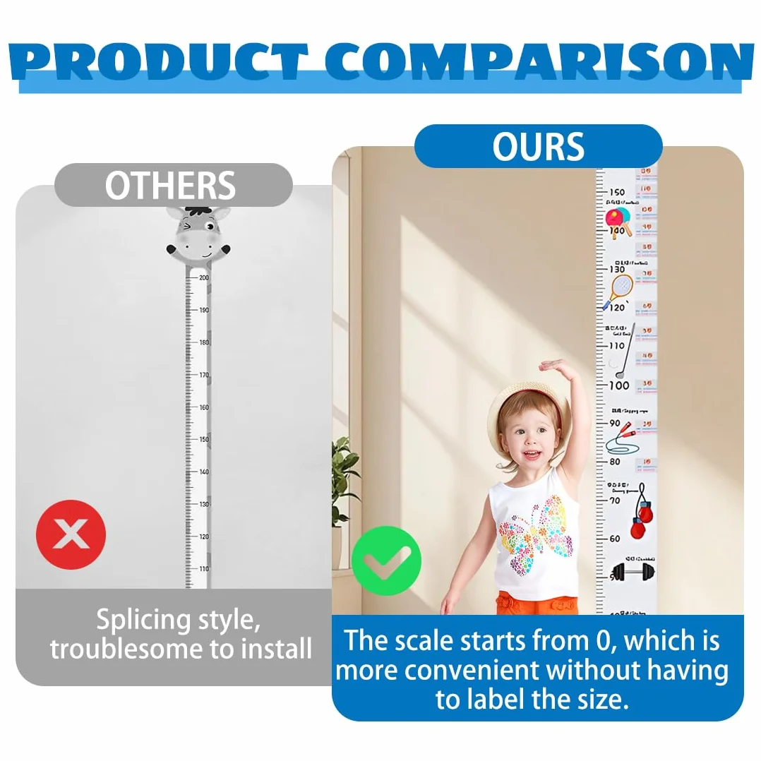 Medidor Altura Gráficos De Crecimiento Para Niños, Vinilo Pared Infantil, Decoración Habitación