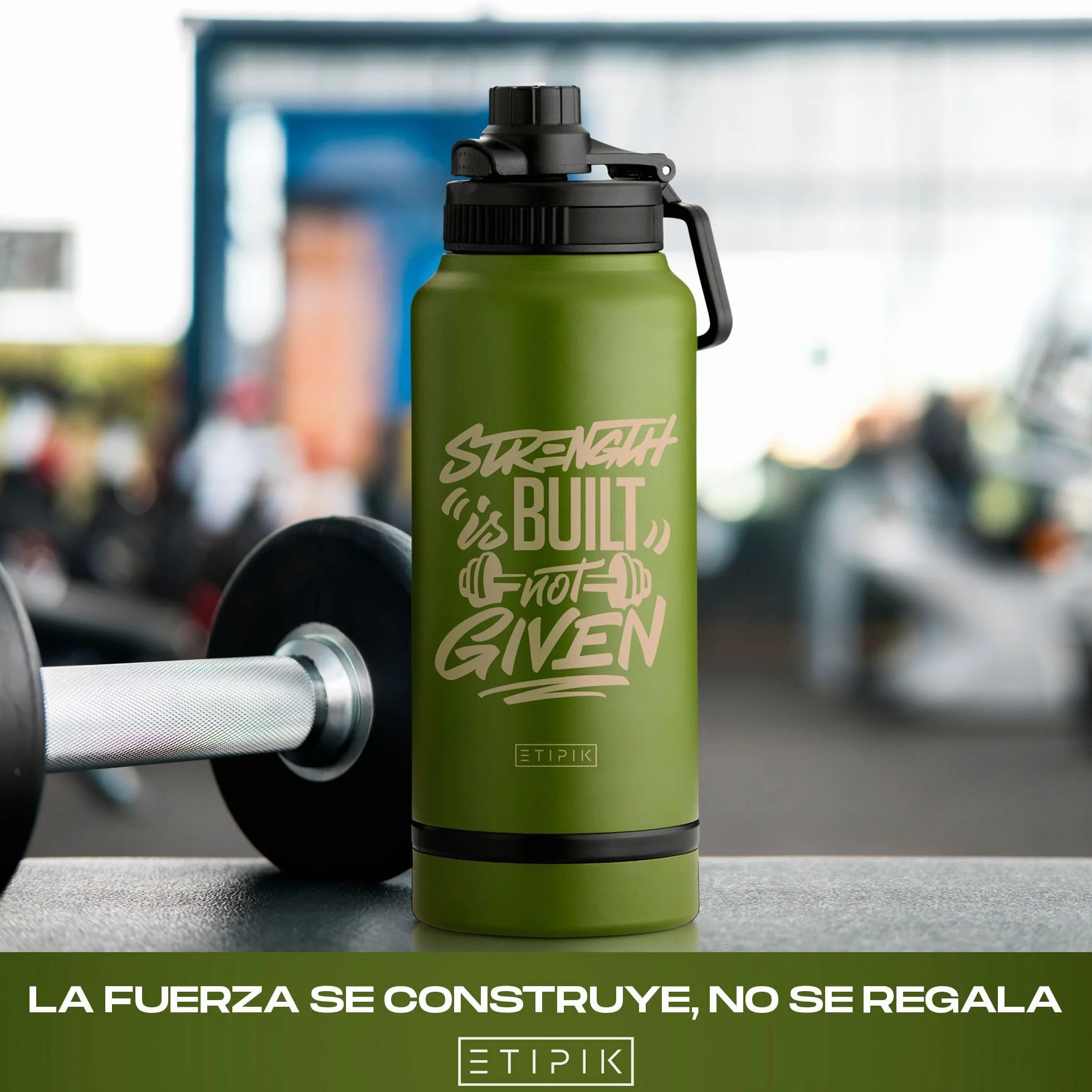 Botella térmica acero inoxidable doble pared 94 cl 32 oz tapa pulsador deportiva