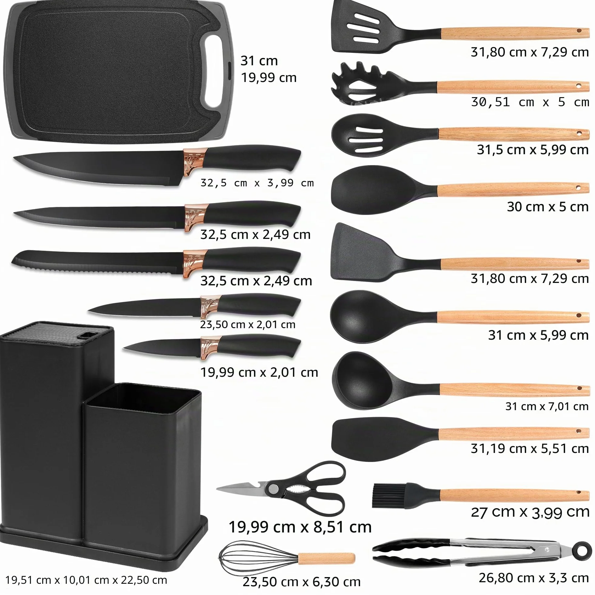 Vortix 19 Piezas Juego de Utensilios de Cocina de Silicona con Soporte