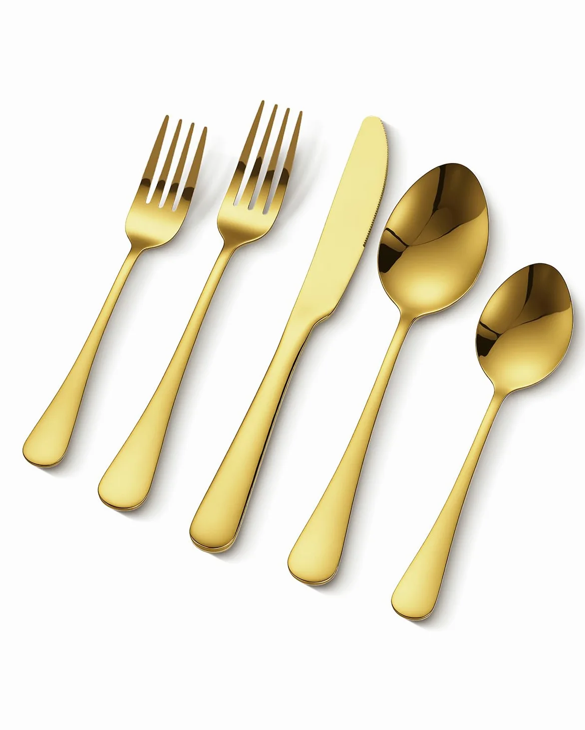 VEVOR Juego de Cubiertos de 60 Piezas, Acero Inoxidable de Grado Alimenticio para 12 Personas, con Acabado de Espejo, para la Cocina del Hogar, Incluye Cuchillo, Tenedor y Cuchara, Color Dorado