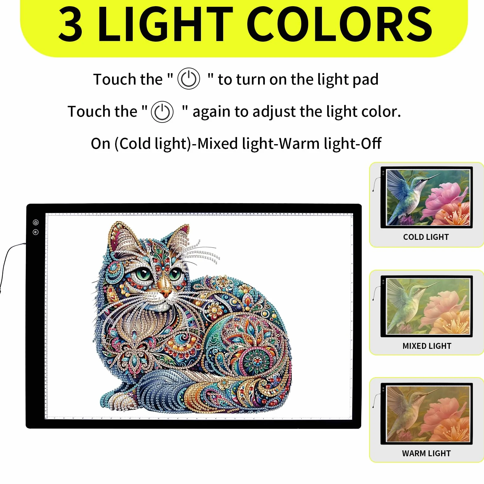 YINGWOND mesa de luz A1 recargable Mesa de Luz LED inalámbrica portátil, brillo ajustable de nivel 6, para pintura de diamantes, pintura, arte