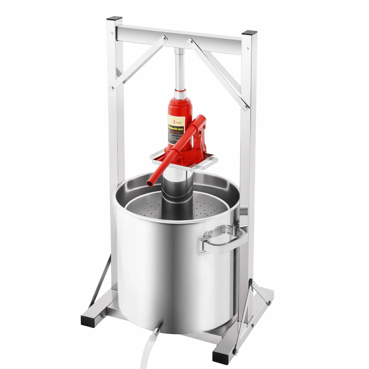 Prensa de frutas de 22 L, acero inoxidable 304 de calidad alimentaria, prensa de 150 kg de potencia de prensado, exprimidor manual de doble barriles de acero inoxidable con filtro de vino, apto para