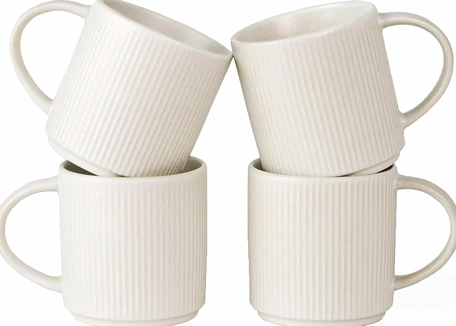 Juego de 4 tazas de cerámica de 340 ml con asa grande, aptas para microondas y lavavajillas, perfectas para latte, capuchino, té y más, para amantes del café
