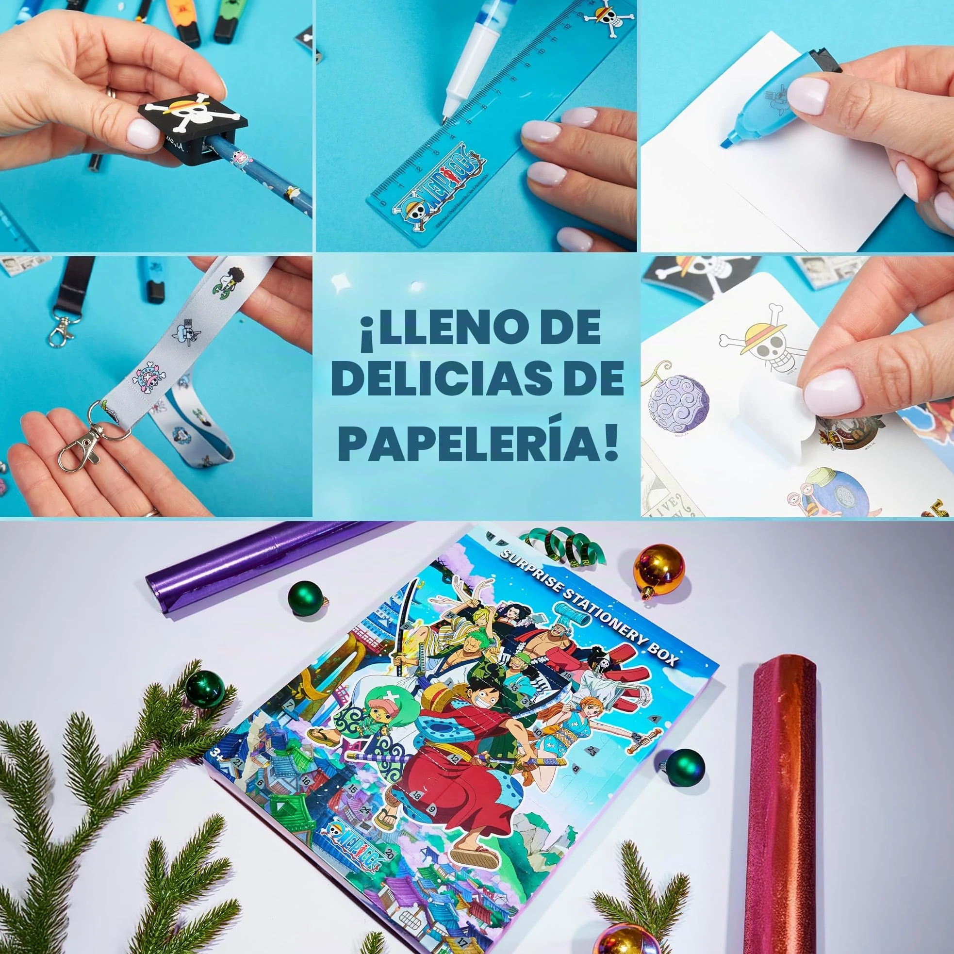 One Piece Calendario Adviento 2025 para Niños y Adolescentes, Material Escolar y Papeleria Bonita, Calendário Anime Cuenta Atrás para Navidad