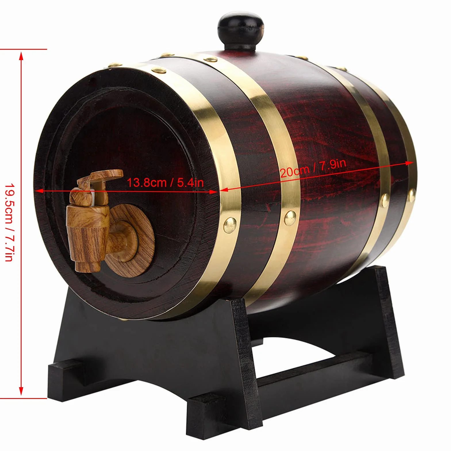 Barril de Vino de Madera de Roble, Barril de Puerto de Madera Retro, Revestimiento de Papel de Aluminio de Calidad alimentaria, Barril de Vino, Roble de Madera Vintage para Tequila(1.5L, White)