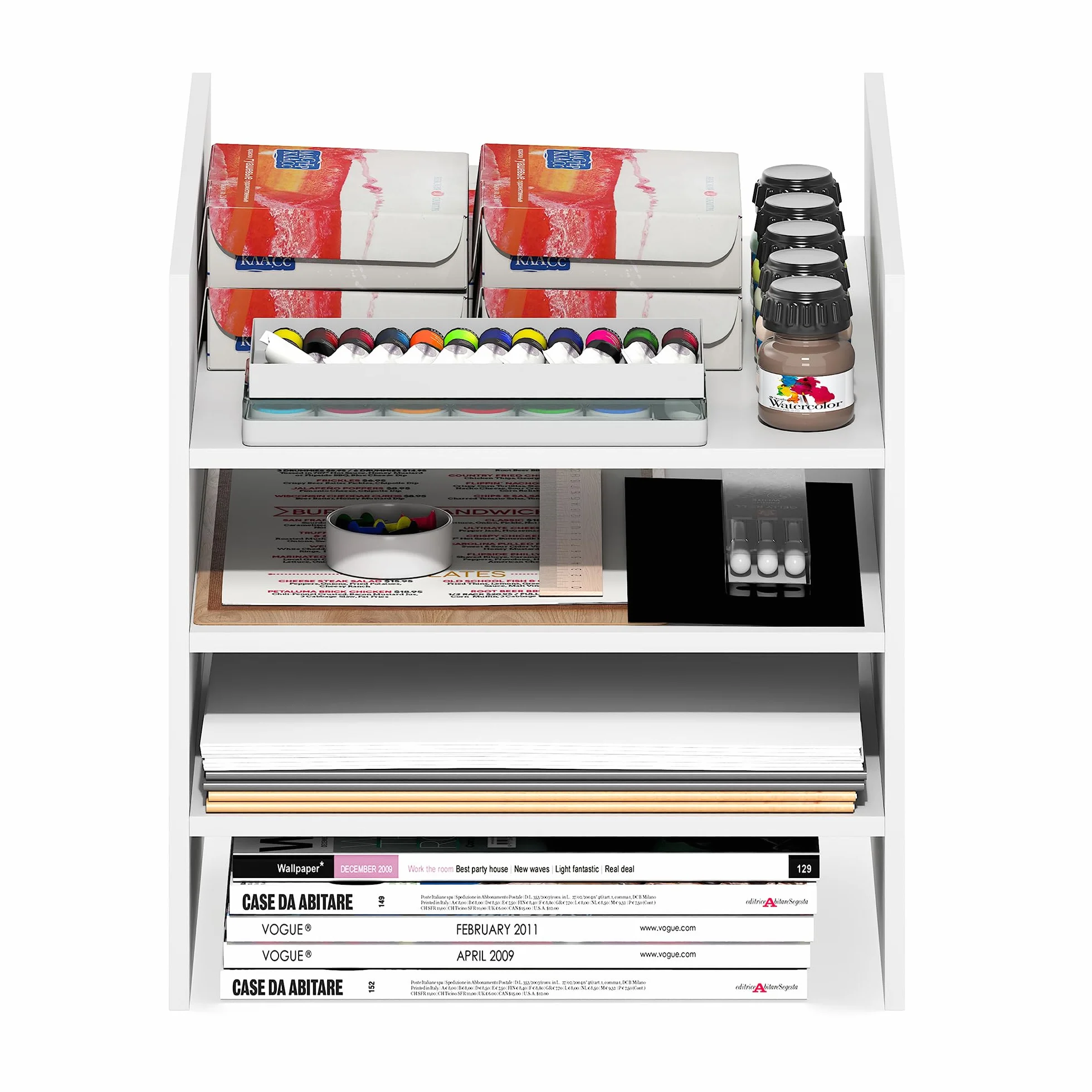 Furinno Cubicle Inserto para Cubo, Organizador de Cubos de 3 estantes, Accesorio de repisa de 3 Niveles, Compatible con Furinno Triple Thick Cubes y IKEA Kallax, Blanco