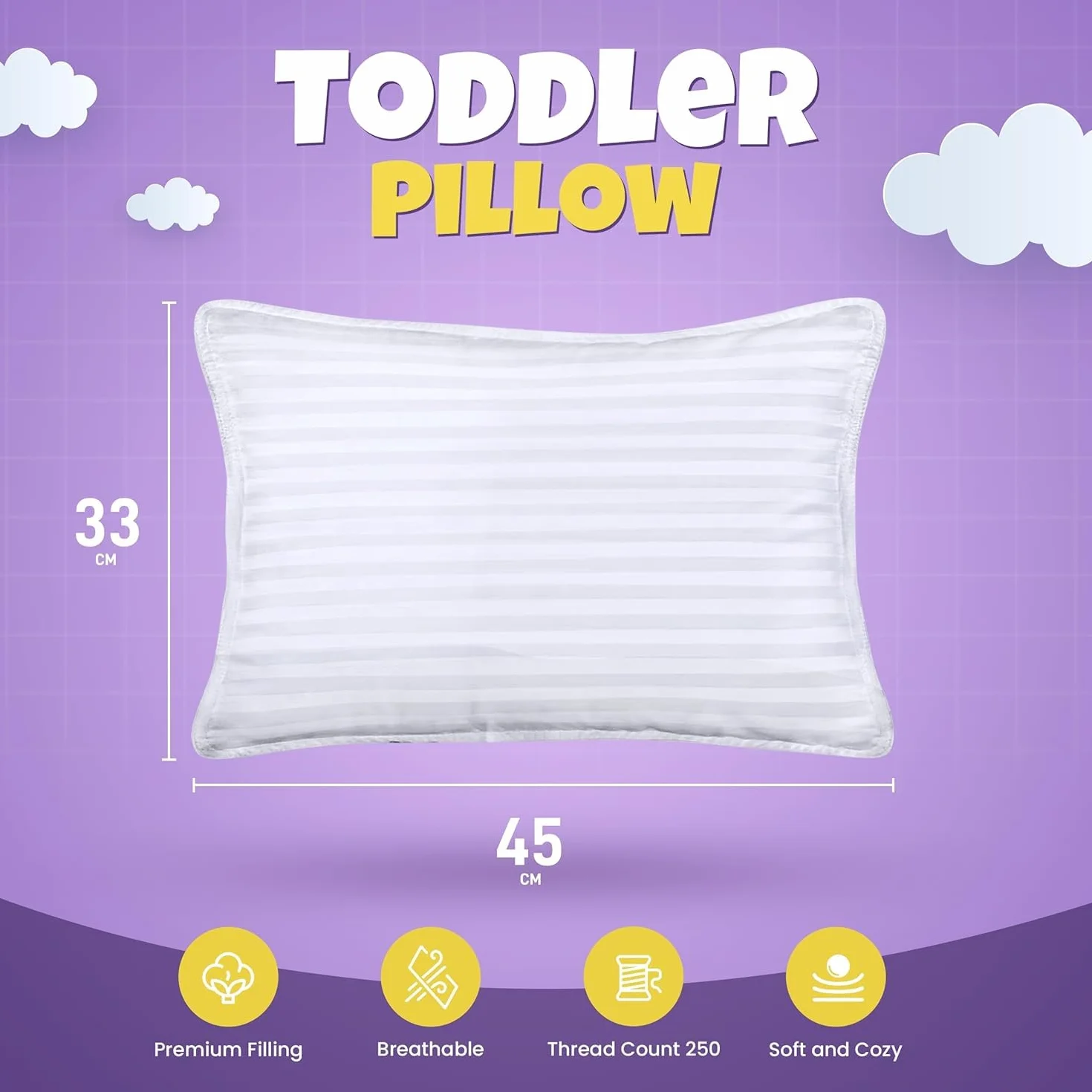 Utopia Bedding Almohada para Niños Juego de 2, 33 x 45 cm, Polialgodón, Transpirables, Suaves, Blanco