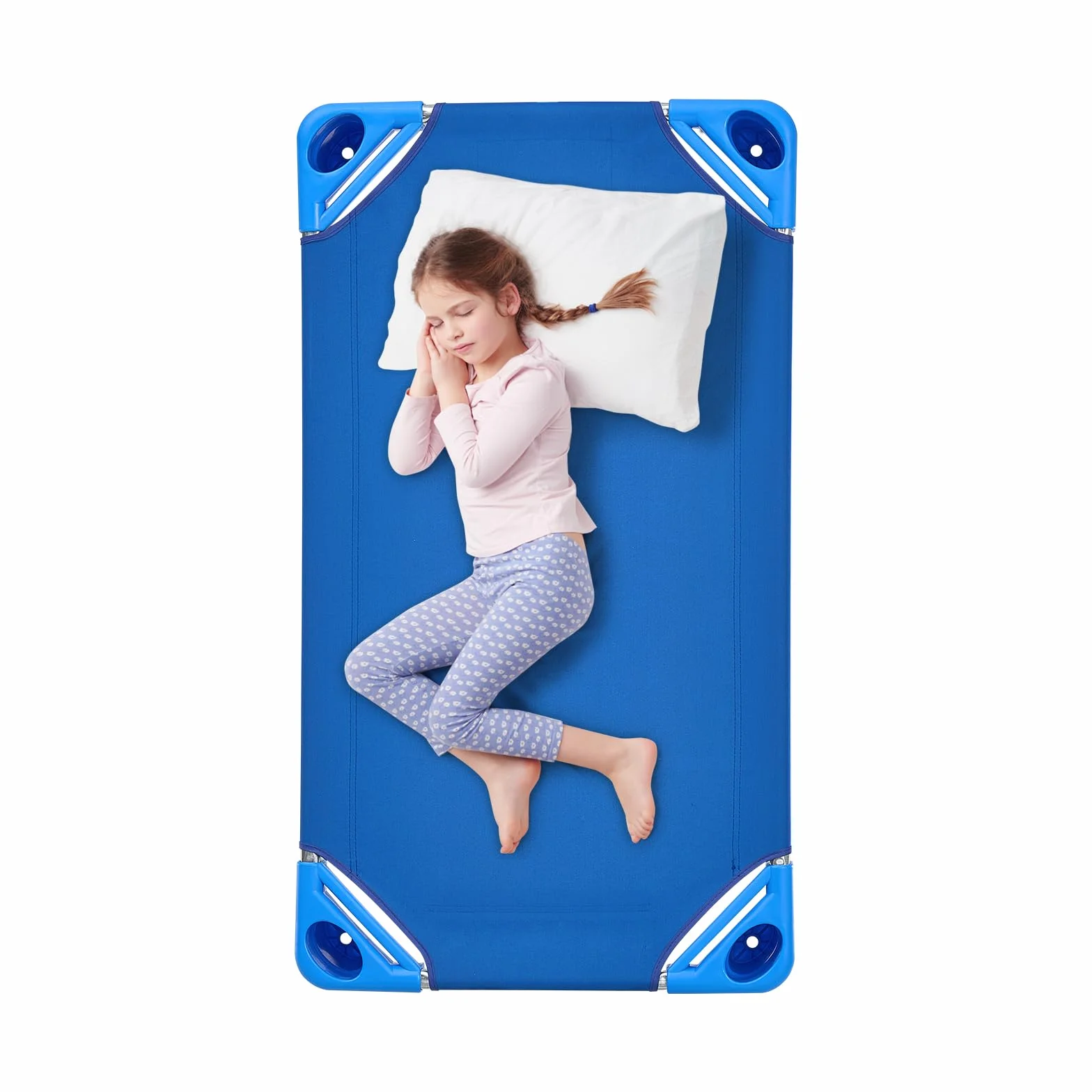 VEVOR Cuna Apilable para Niños 6 Piezas Cuna Portátil para Siesta de Niños 102x57 cm Cunas para Guardería para Niños Camas para Guardería en Aulas Preescolares para Dormir, Descansar, Siestas, Azul