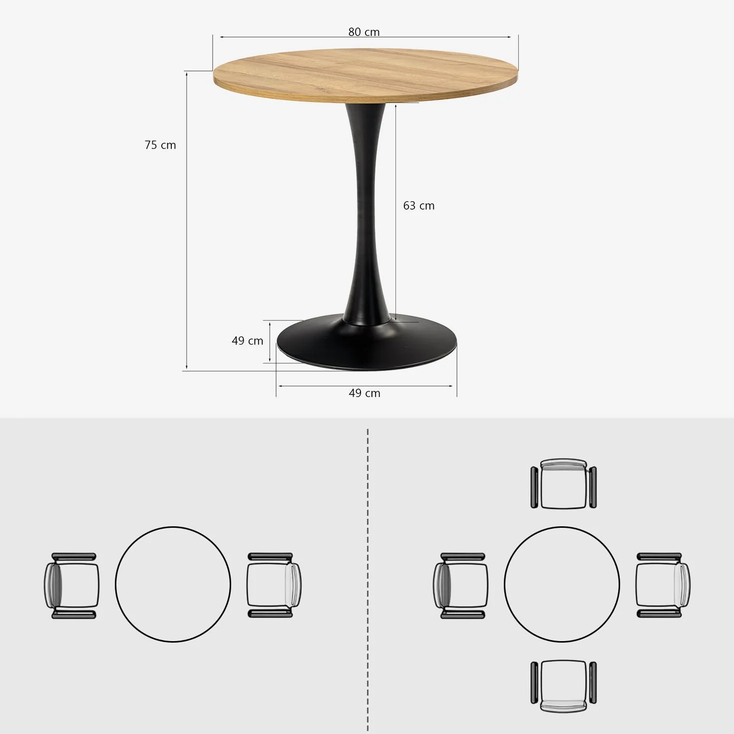 FURNISH - Mesa de conferencias redonda clásica de madera de ingeniería y metal, mesa de reuniones robusta ideal para debates grupales y revistas de proyectos en la oficina