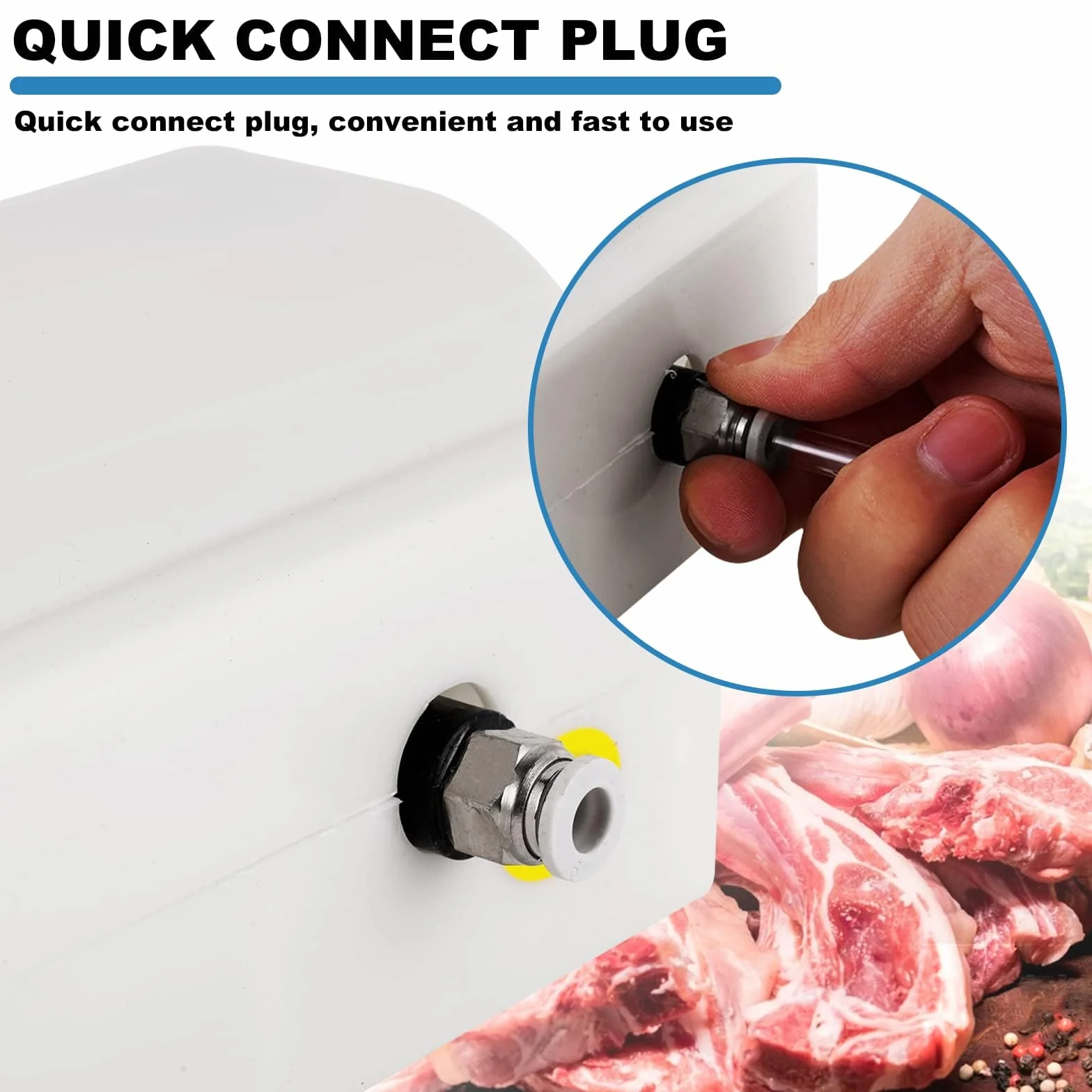 MXBAOHENG Pistola Inyectora de Carne Eléctrica con Manguera 50W Inyector Automático de Marinados Pistola Individual con 10 Agujas de Acero Inoxidable para Asar Pavo, Cerdo, Carne de Res
