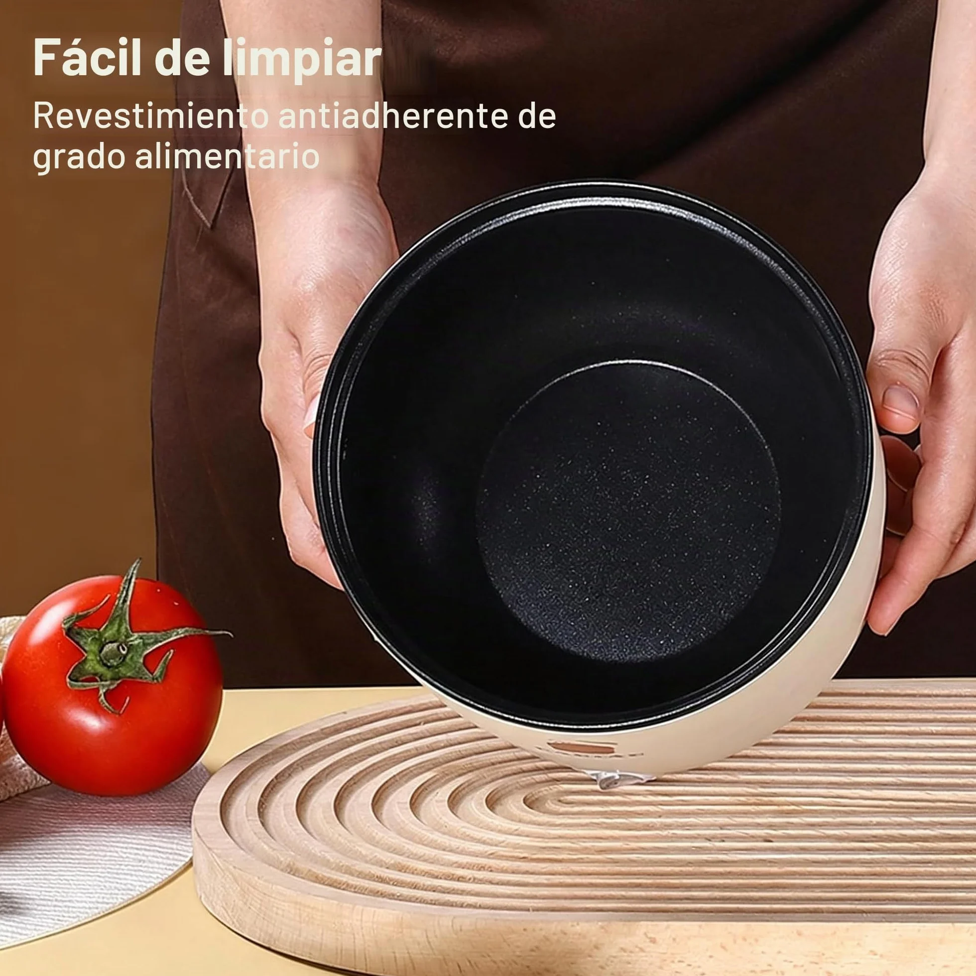 Olla arrocera eléctrica, olla eléctrica multiusos anti-combustión de 1,8 litros para sopa de fideos para cocinar más saludable (enchufe de la UE)