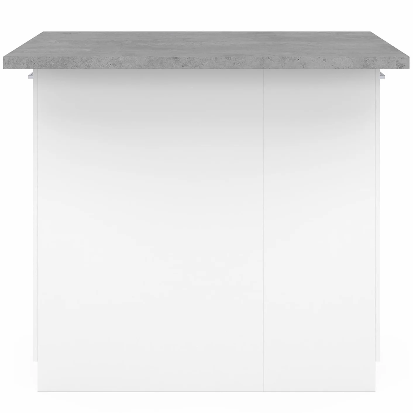 IDMarket - Ilot Central IVO 120 cm, color blanco con superficie de trabajo, efecto hormigón