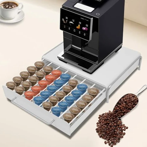 Dispensador de cápsulas de café, organizador de gran capacidad para encimera, soporte eficiente para cápsulas Keurig y Nespresso