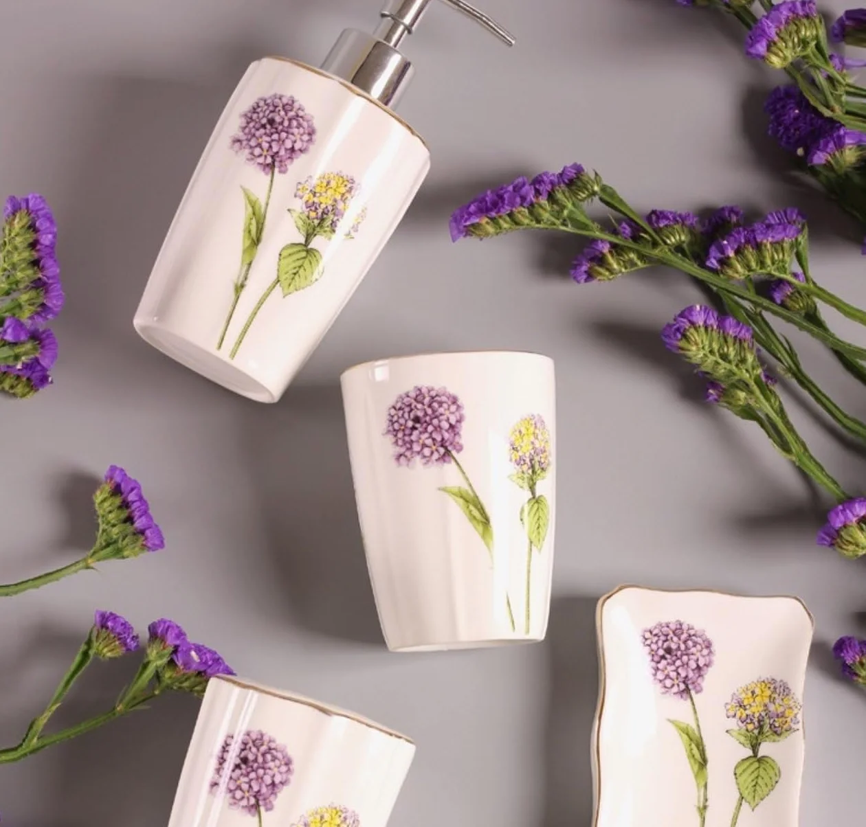 Decoracion Baño Encimera Baño Juego De 5 Piezas Set De Accesorios De Baño Dispensador De Jabón De Baño Soporte para Cepillo De Dientes Vaso Jabonera Utensilios Baño