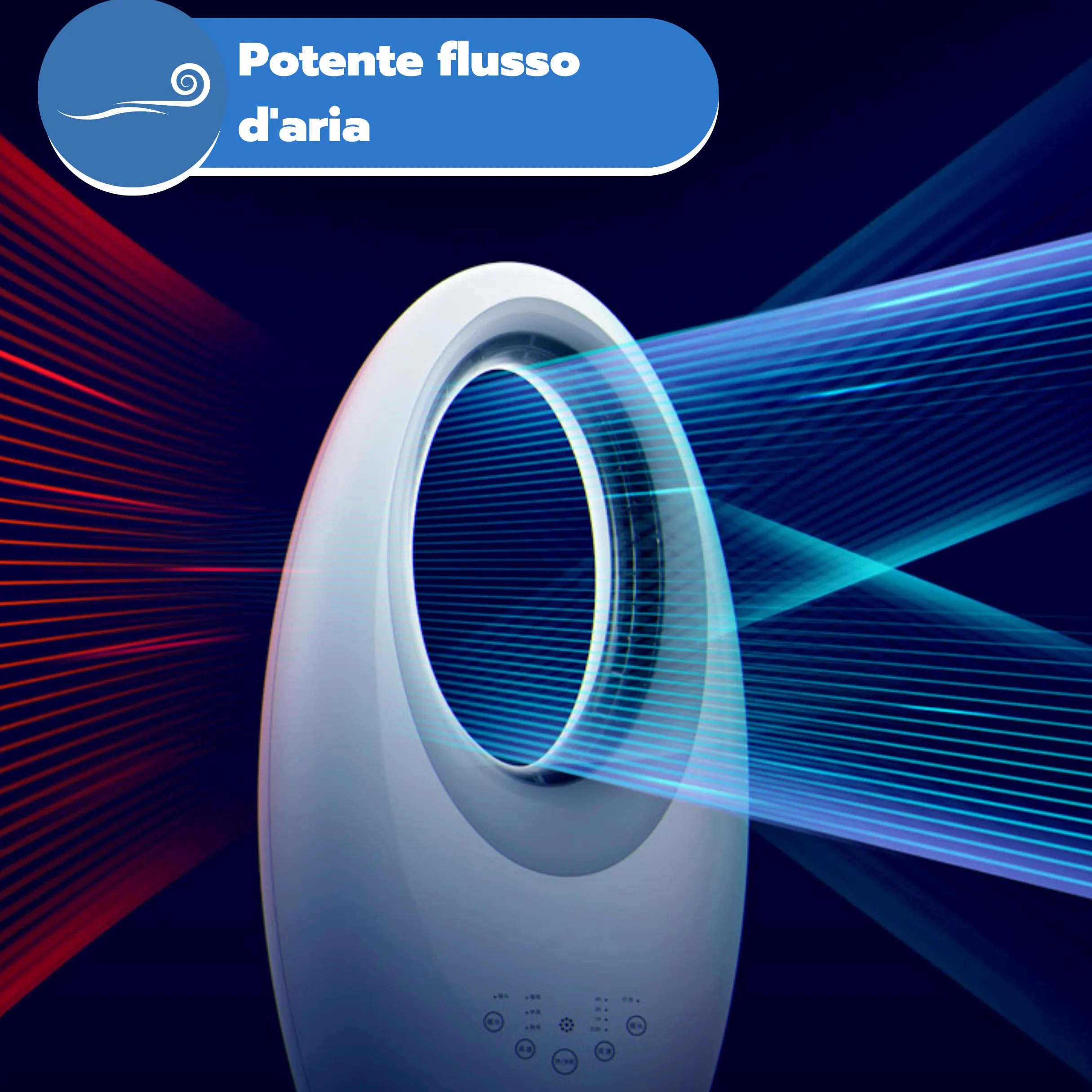 ARDES AR5BL1 Muna Bladeless - Ventilador Sin Aspas Potente y Silencioso, con Telemando, Luz Nocturna Led, Mandos Táctiles y Temporizador
