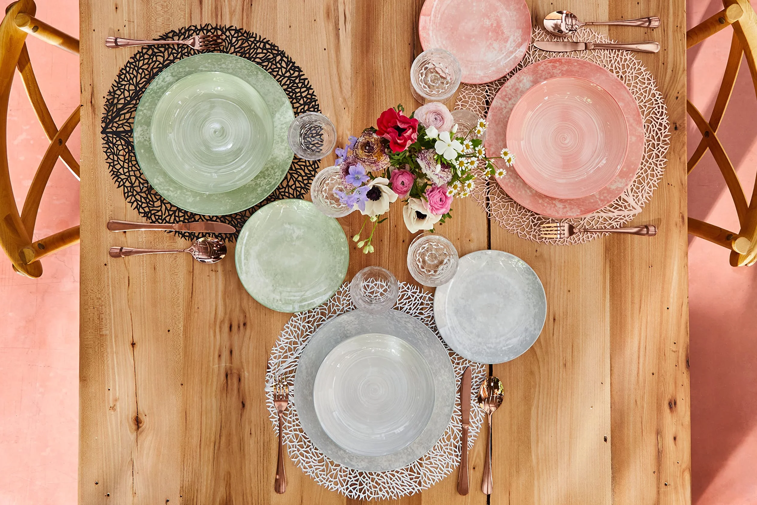 Tognana Petra - Juego de platos para 6 personas, 18 piezas, porcelana, multicolor