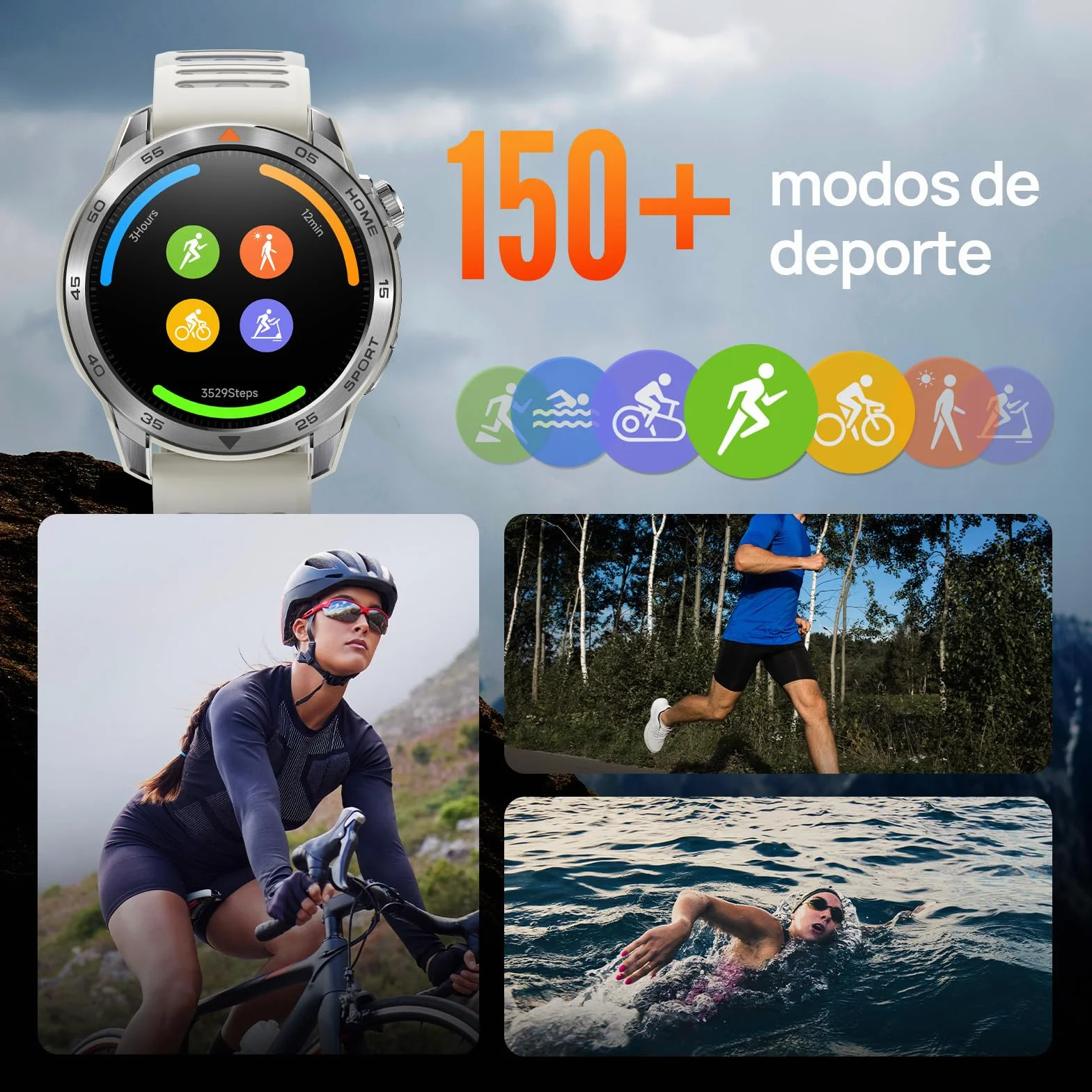Mibro GS Pro2 Smartwatch Hombre 1,43" Acero Inoxidable GPS Llamadas Bluetooth Impermeable Altitude Brújula iOS Android Beige Claro