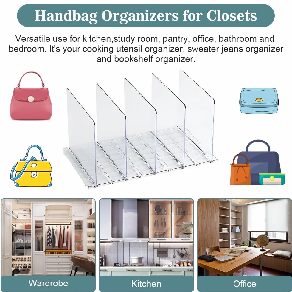 ADERTOS 5 PCS Separadores Acrílicos Transparentes, Separadores de Plástico Extraíbles para Estanterías y Librerías