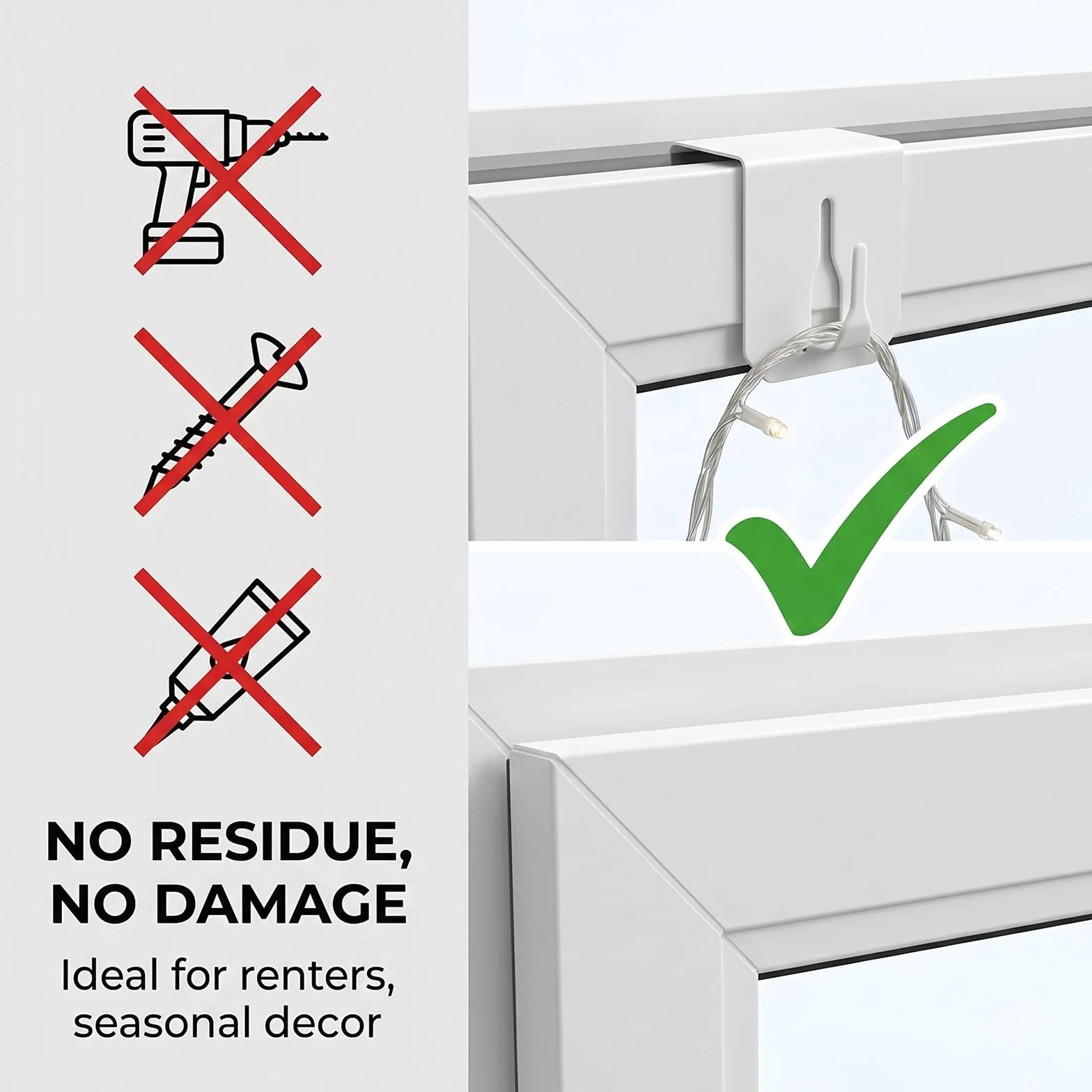 12 ganchos decorativos para ventanas, sin pegar, para decoración de ventanas, ganchos para colgar en ventanas, rango de sujeción de 21 mm, ganchos para ventanas, decoración de ventanas para