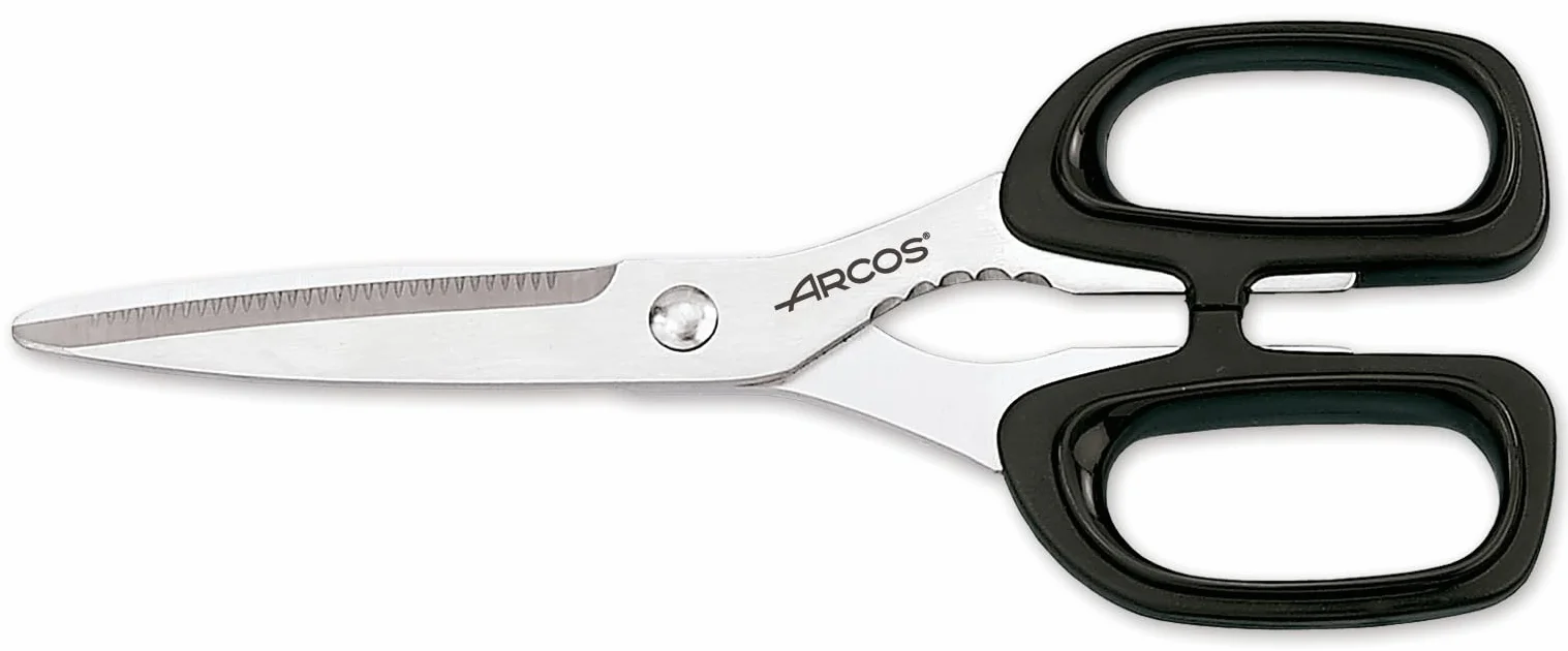 ARCOS Prochef Tijeras de Cocina de Acero Inoxidable 200mm y Mango de Polipropileno. Tijeras para Cortar carnes y Verduras. Color Negro