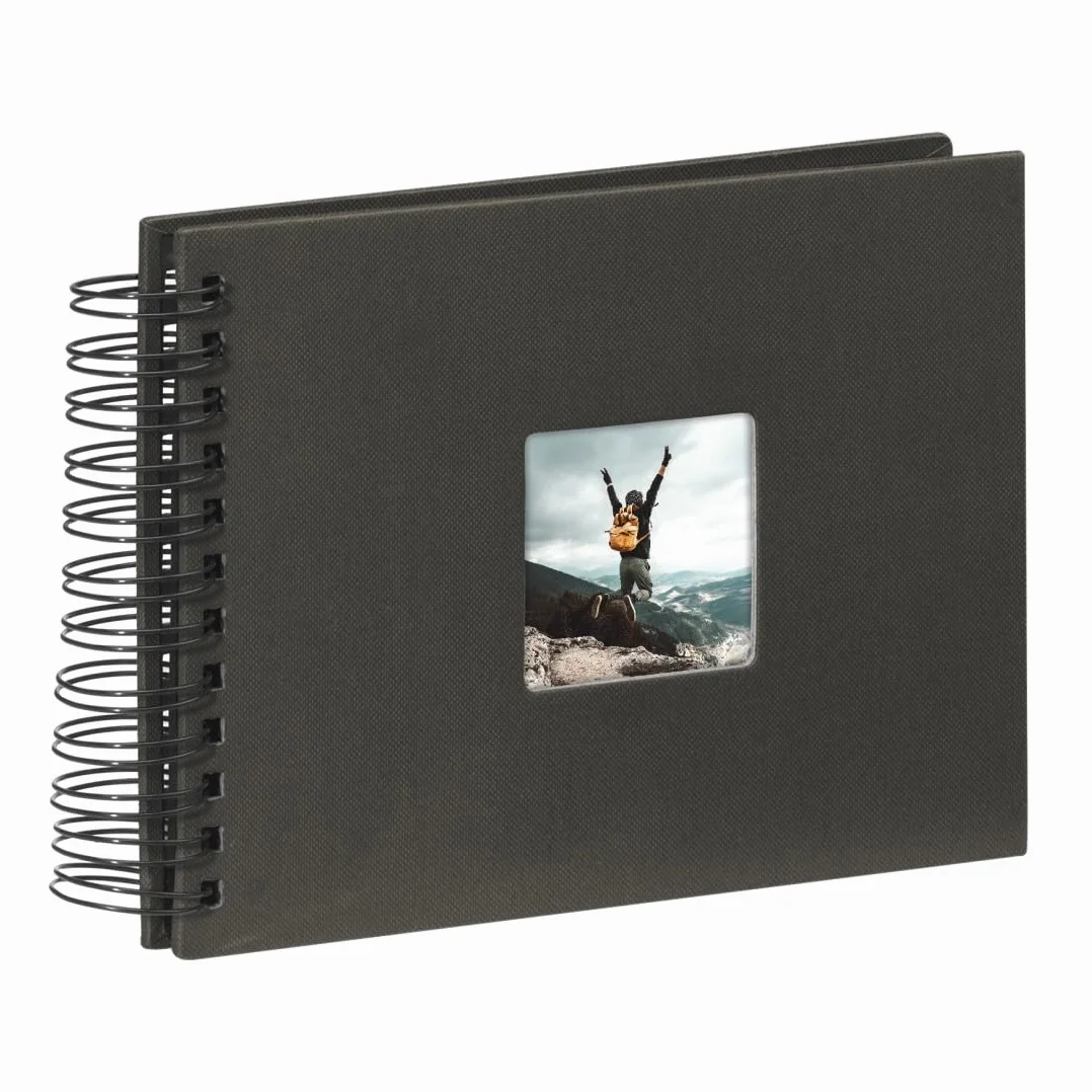 Hama | Álbum de Fotos con espiral para pegar y escribir (Álbum de fotografía de 10 x 15 cm, tamaño 24x17cm, con 50 hojas, papel cristal protector, fotos de 10x15 cm máximo 50 fotos) Color Negro