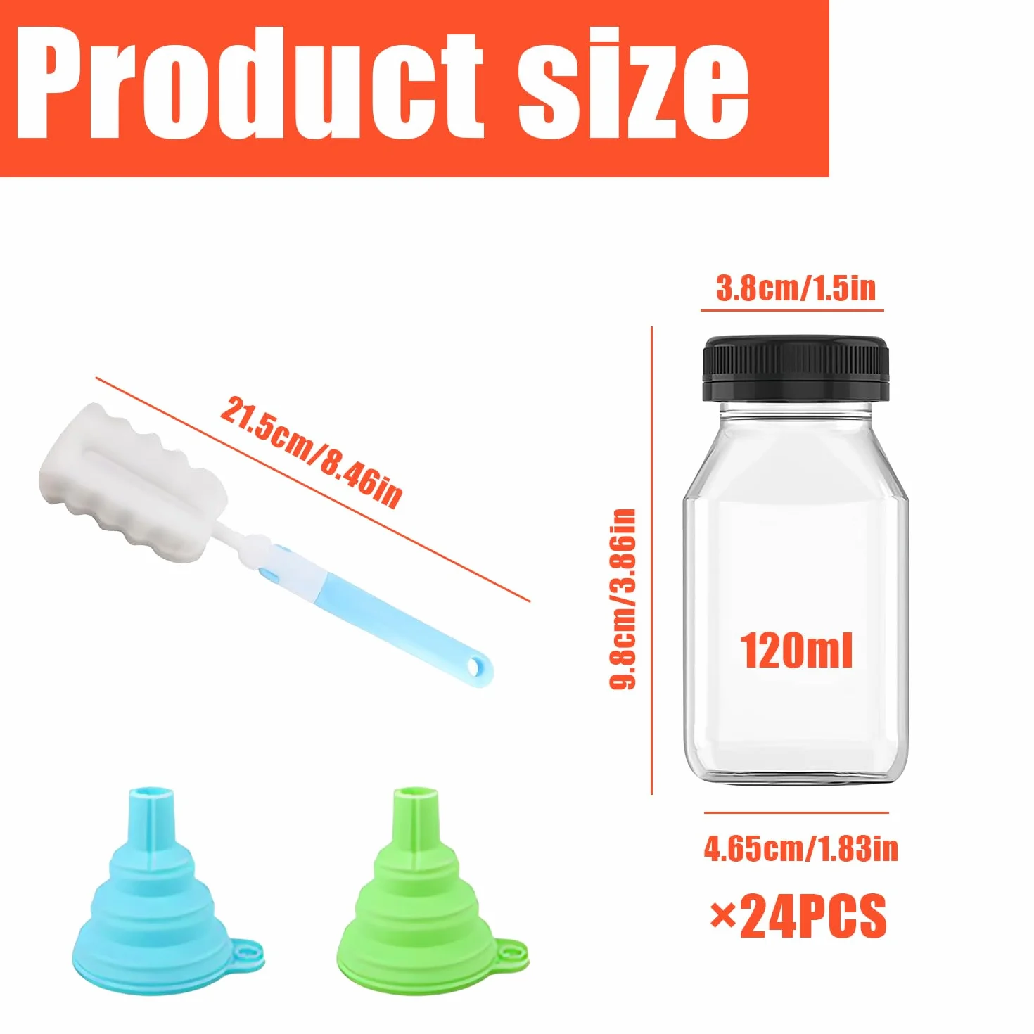 24 Piezas Botellas Plástico Pequeñas con Tapas 120 ml Mini Botella de Bebida Vacía Botellas Zumo Reutilizables Botellas para Shots Transparente para Agua Jugo Batidos Leche Bebidas Caseras