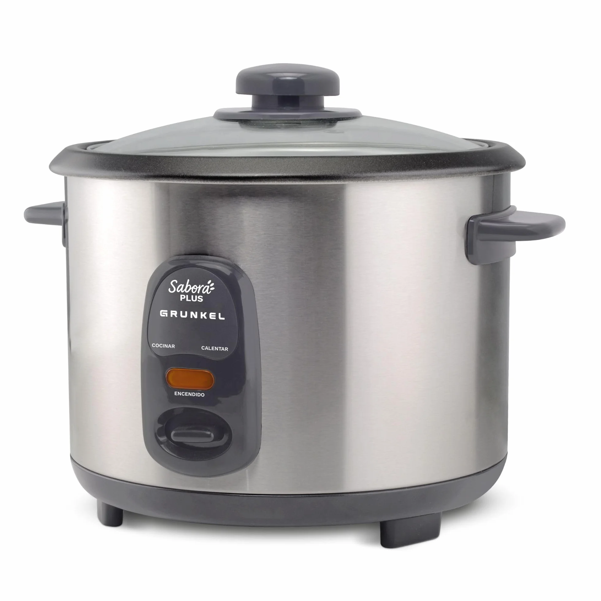 GRUNKEL - Arrocera Eléctrica RC-18L 700W | Capacidad 1,8 Litros | Función Mantener Calor | Cubeta Antiadherente | Exterior Acero Inoxidable | Indicadores Luminosos