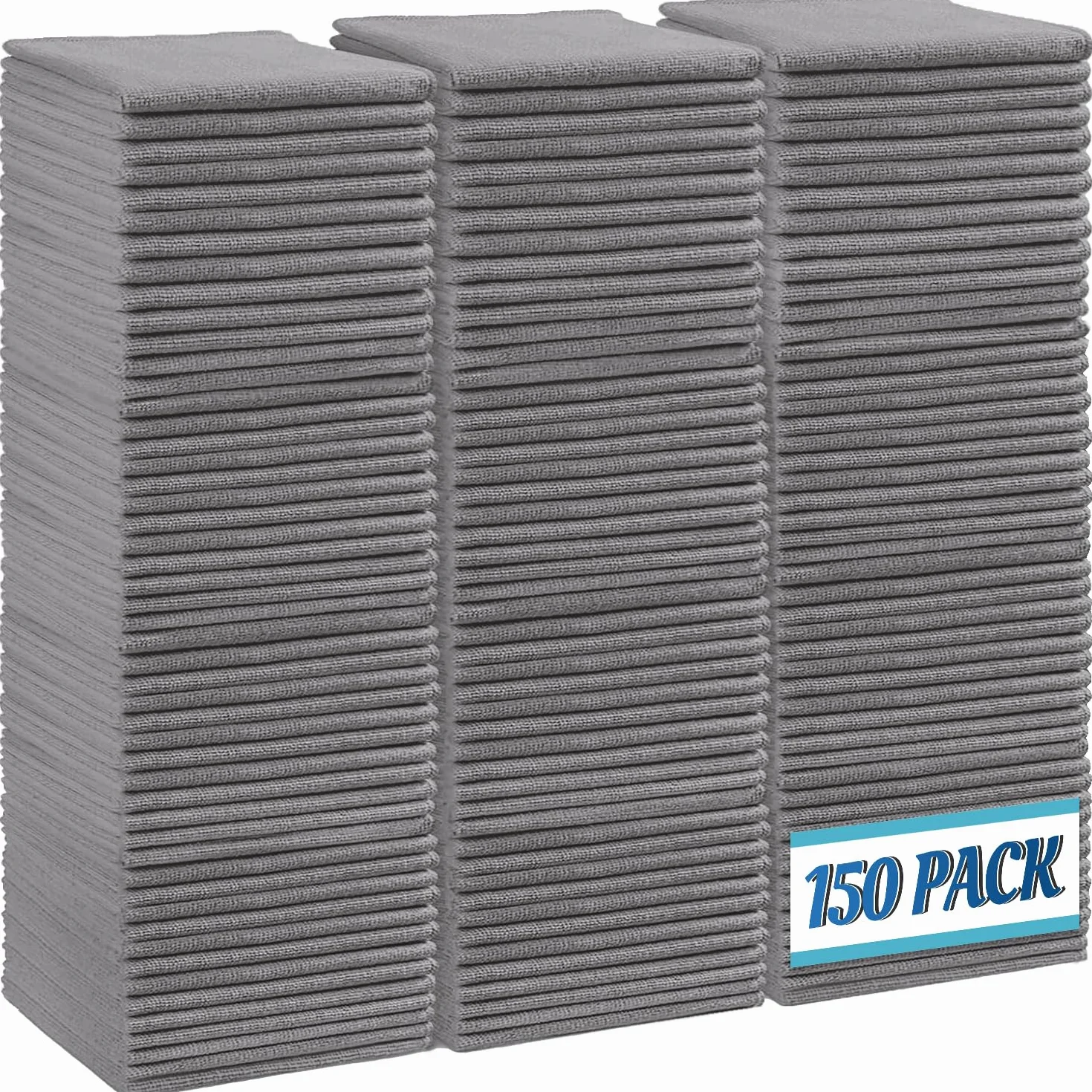 HOMEXCEL 150 paños de limpieza de microfibra, trapo de limpieza para el hogar, 11.5 x 11.5 pulgadas | Toallas reutilizables, sin pelusas, sin arañazos y altamente absorbentes para cocina, ventana y vidrio, coches, color gris