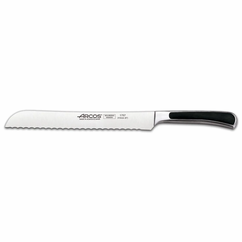 Arcos Saeta - Cuchillo Panero - Hoja de Acero Inoxidable Forjado Nitrum de 210 mm - Mango de Pom - Color Negro