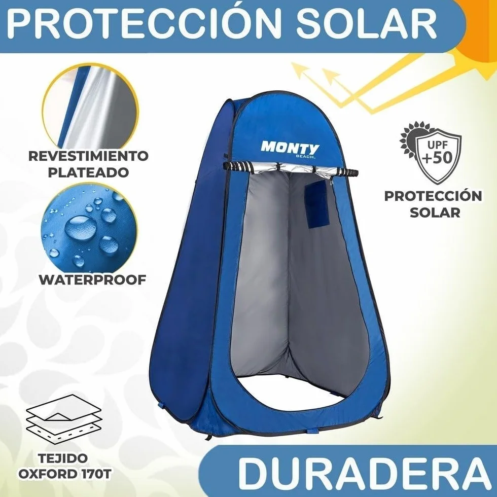 Tienda cambiador playa Pop Up 120x190 cm Oxford azul UPF+50 waterproof 1 adulto