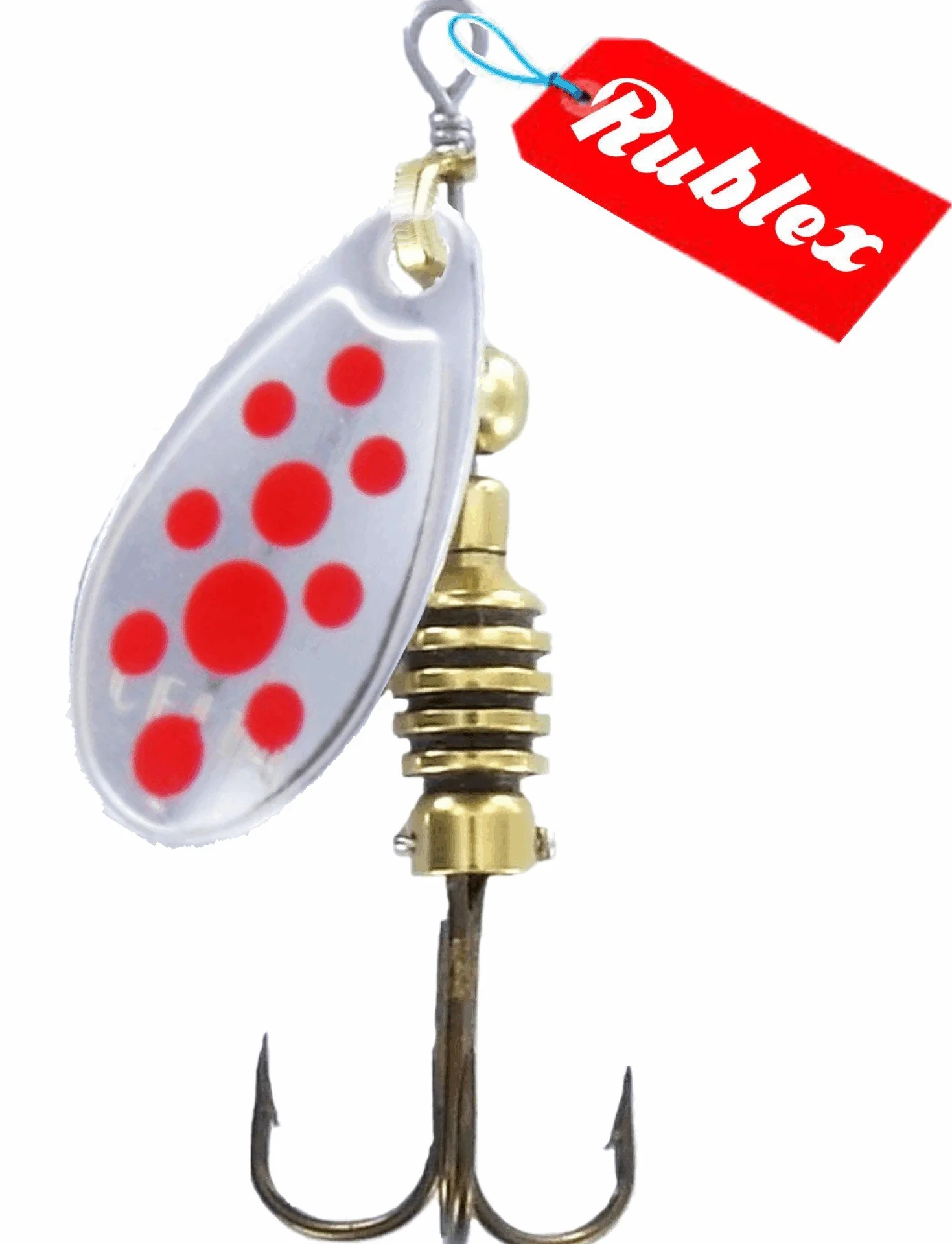 Cucharillas de Pesca Celta-2 APR Pack de 5, Cebo Artificial 3,5gr, Plata Puntos Rojos