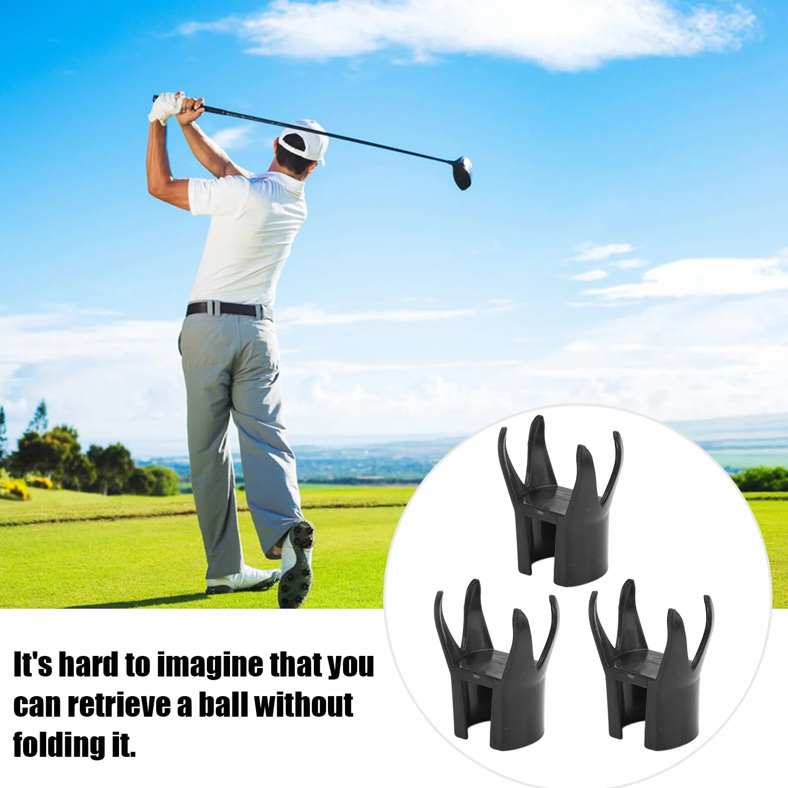 BuyWeek Recuperador de Pelotas de Golf Recogedor de Pelotas de Golf, 3 Piezas 4 Garras de Plástico PE para Agarre de Putter
