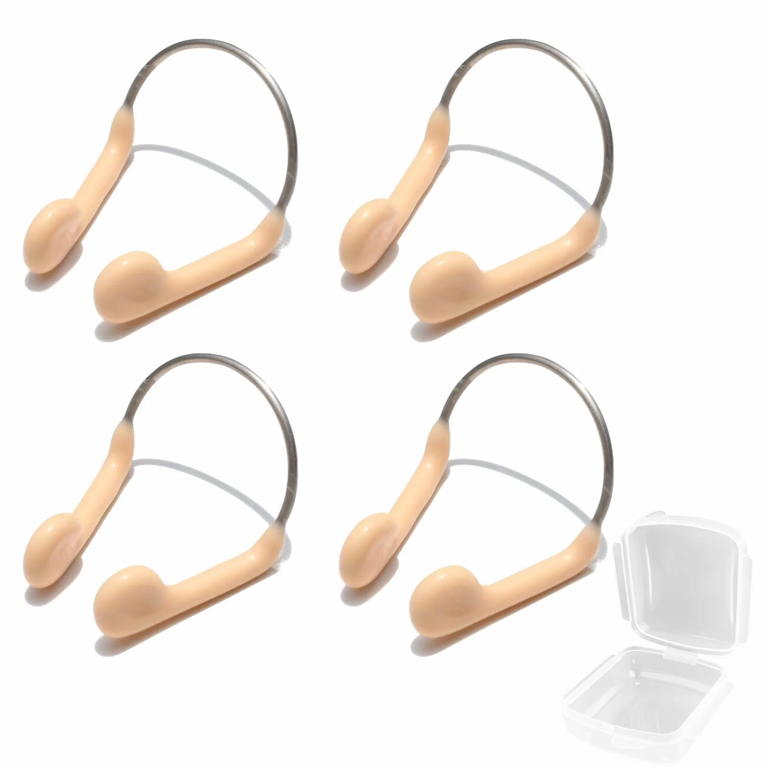 Clips de nariz para natación, 4 protectores de silicona impermeables con caja