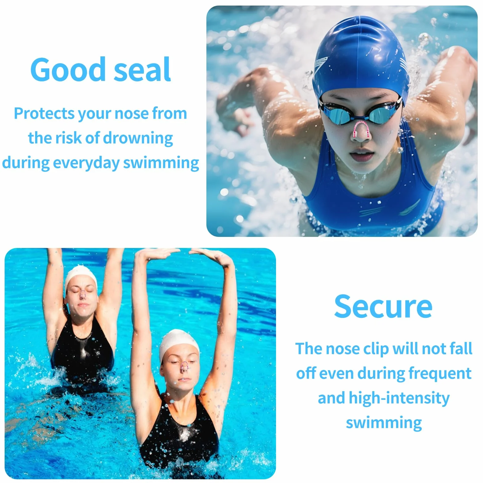 Pinzas Nasales de Silicona Impermeables para Natación con Caja de Almacenamiento, 2 Piezas Antideslizantes para Adultos y Niños